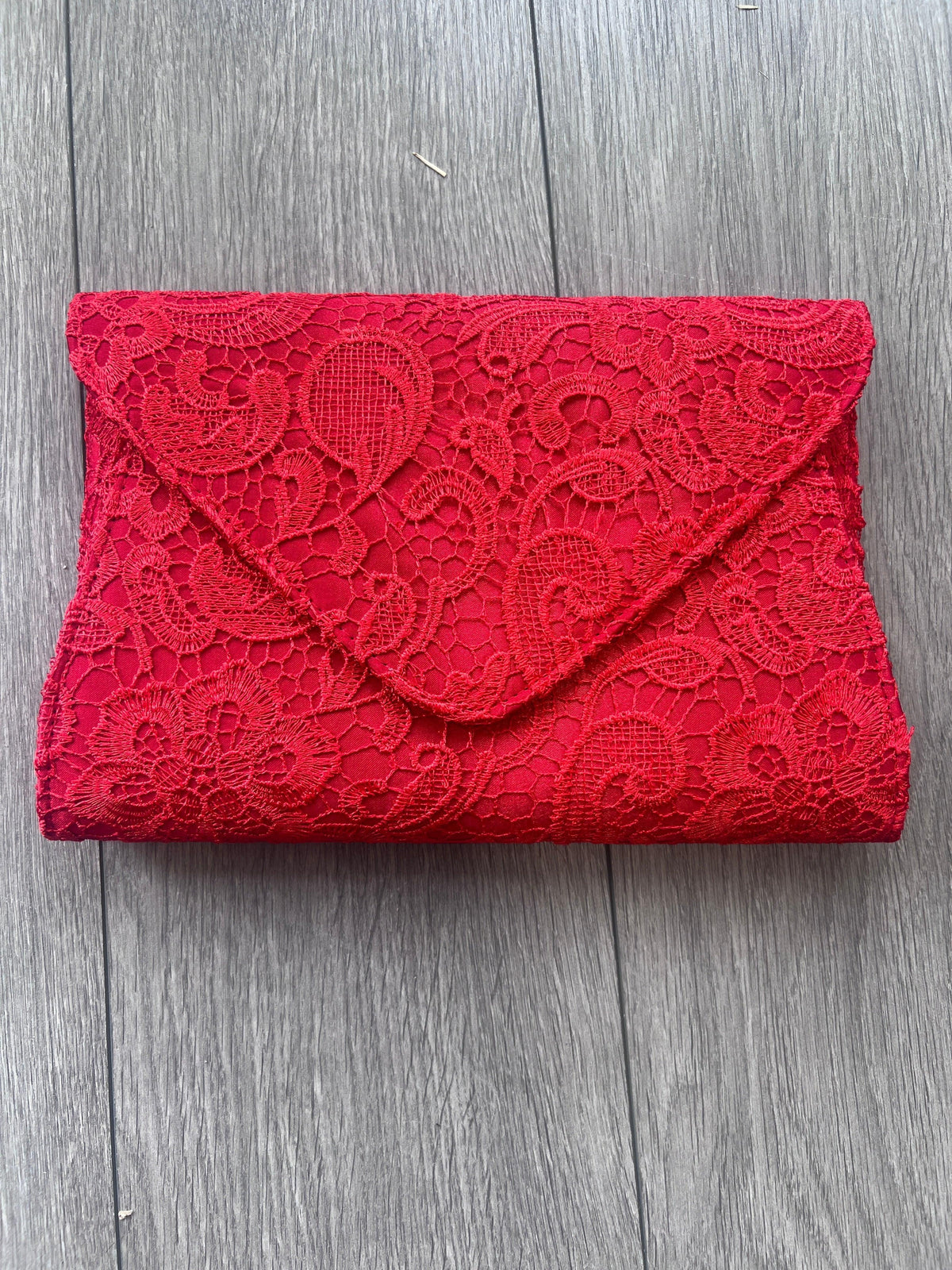 Large Red Lace Envelope Clutch Bag-Fascinators Direct
