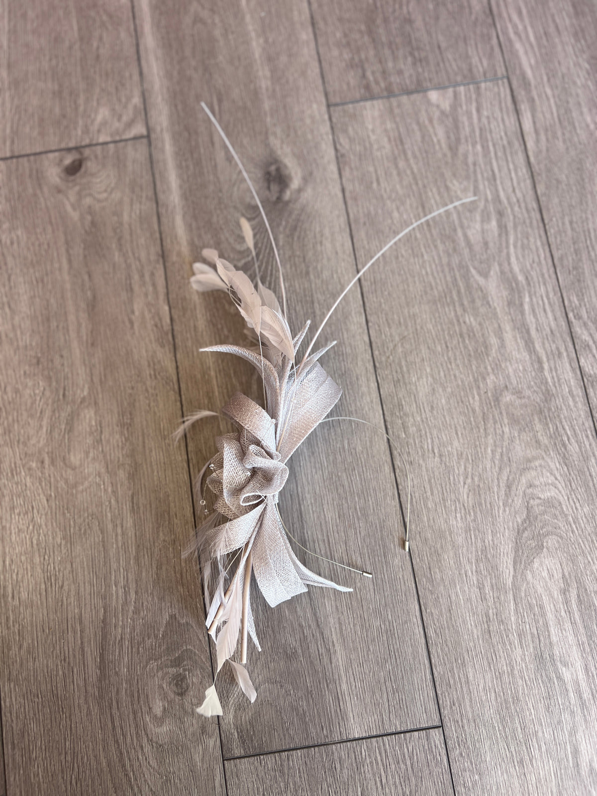 Large Silver Fascinator with Quills &amp; Crystal Stamens-Fascinators Direct