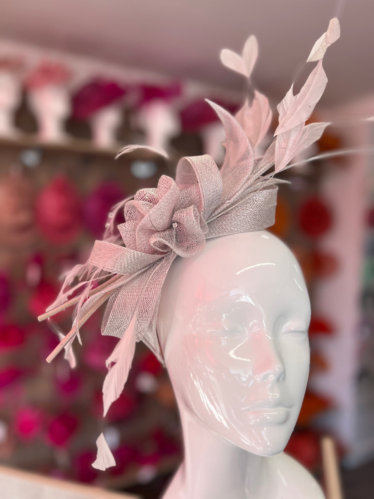 Large Silver Fascinator with Quills &amp; Crystal Stamens-Fascinators Direct
