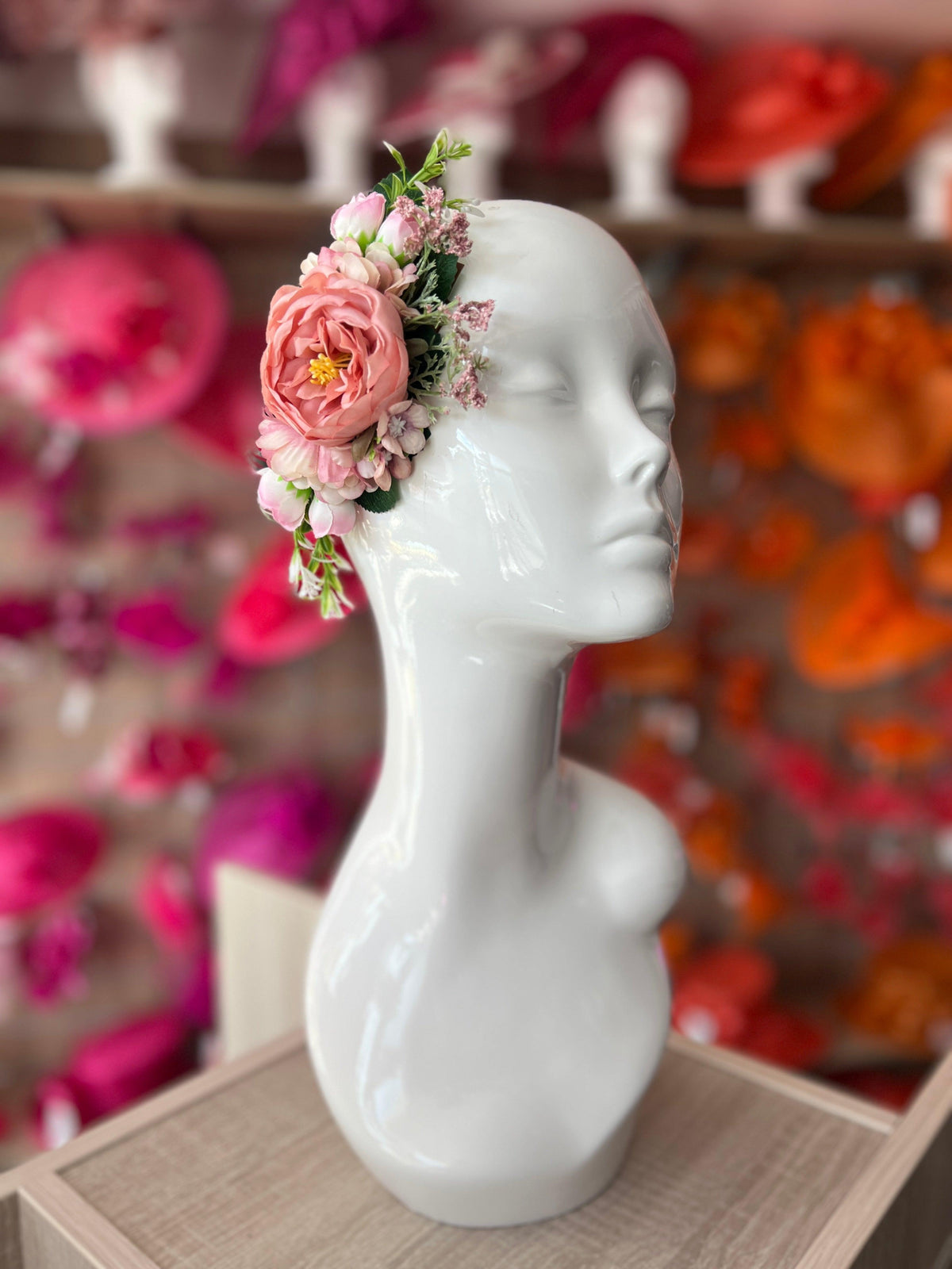 Large Vintage Floral Hair Comb-Dusky Pink-Fascinators Direct