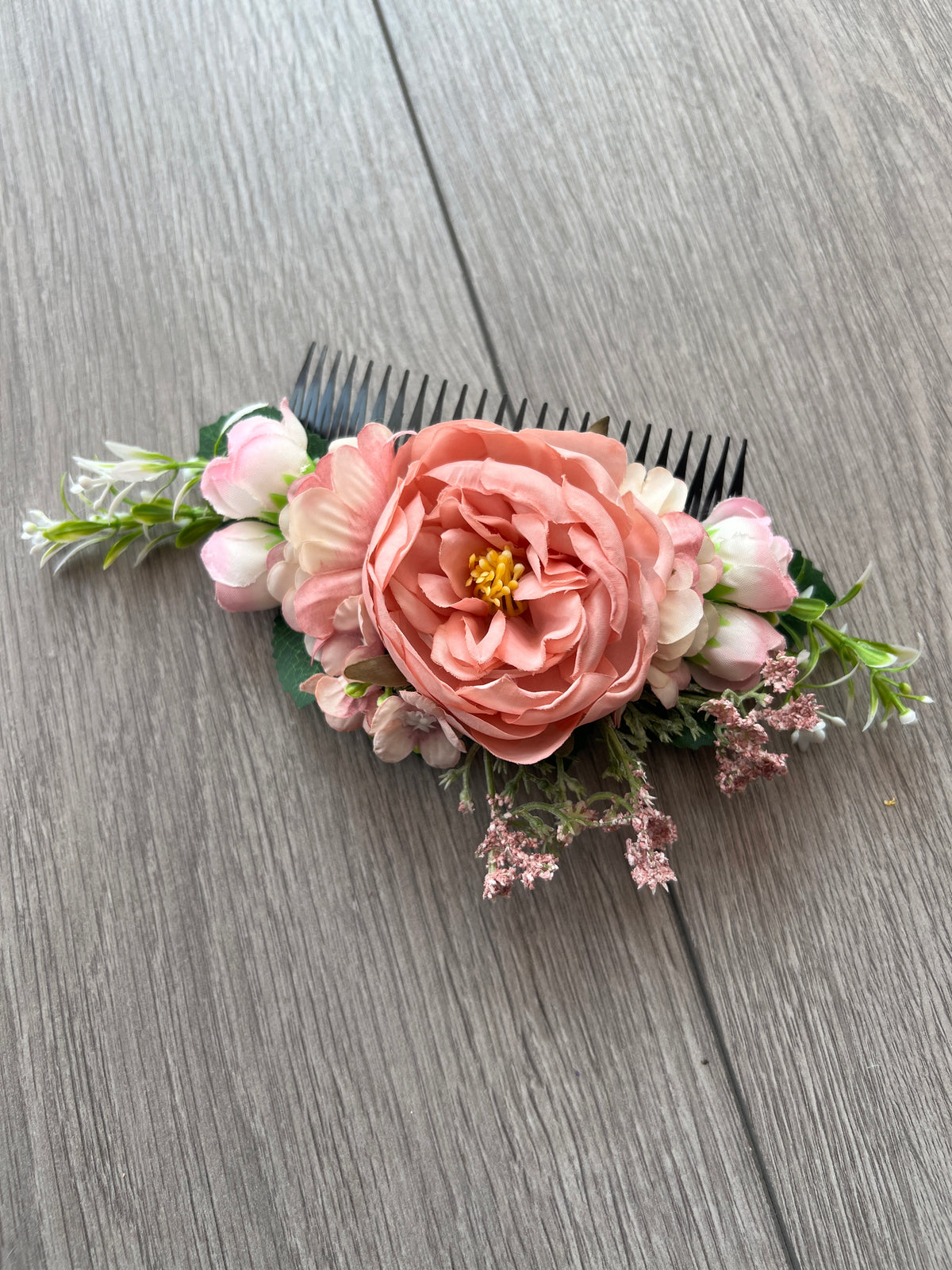 Large Vintage Floral Hair Comb-Dusky Pink-Fascinators Direct