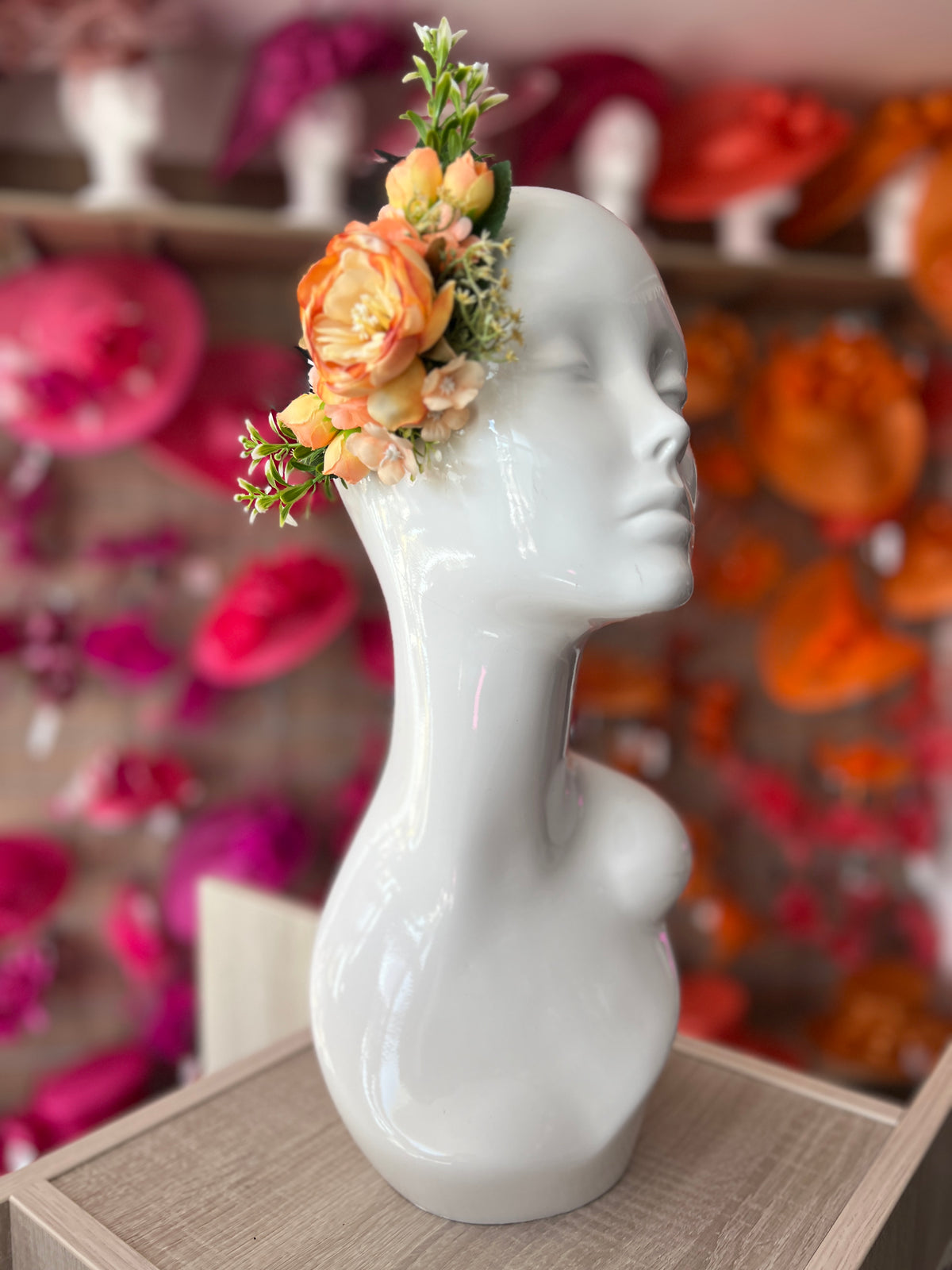 Large Vintage Floral Hair Comb- Orange-Fascinators Direct