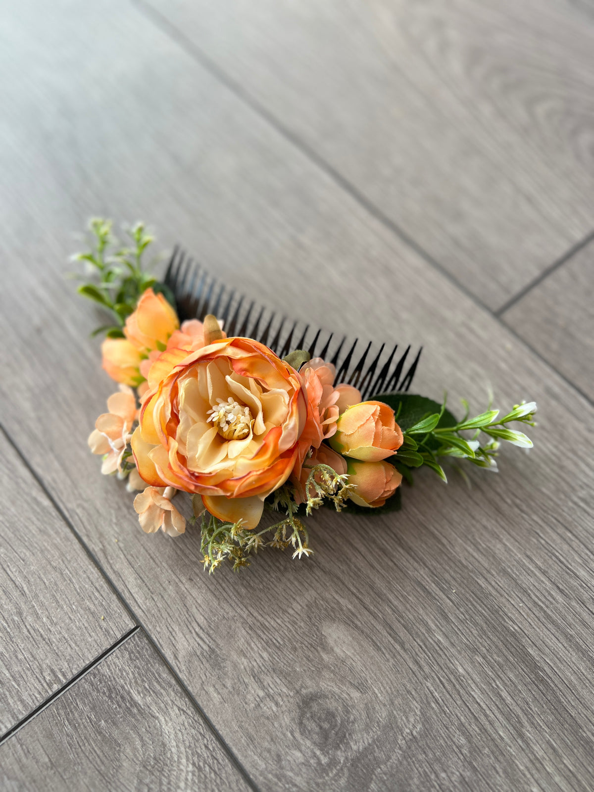 Large Vintage Floral Hair Comb- Orange-Fascinators Direct