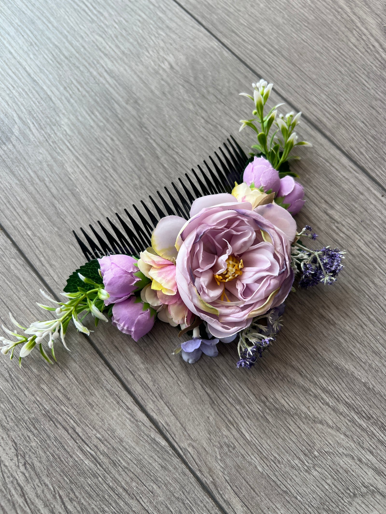 Large Vintage Floral Hair Comb-Purple-Fascinators Direct