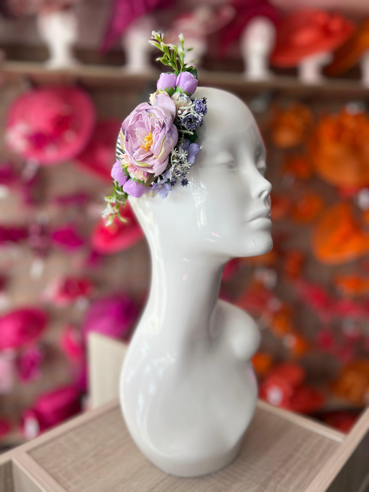 Large Vintage Floral Hair Comb-Purple-Fascinators Direct
