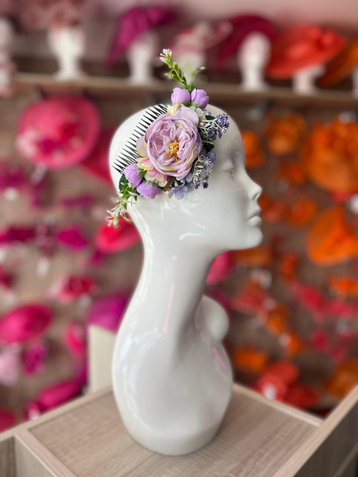 Large Vintage Floral Hair Comb-Purple-Fascinators Direct