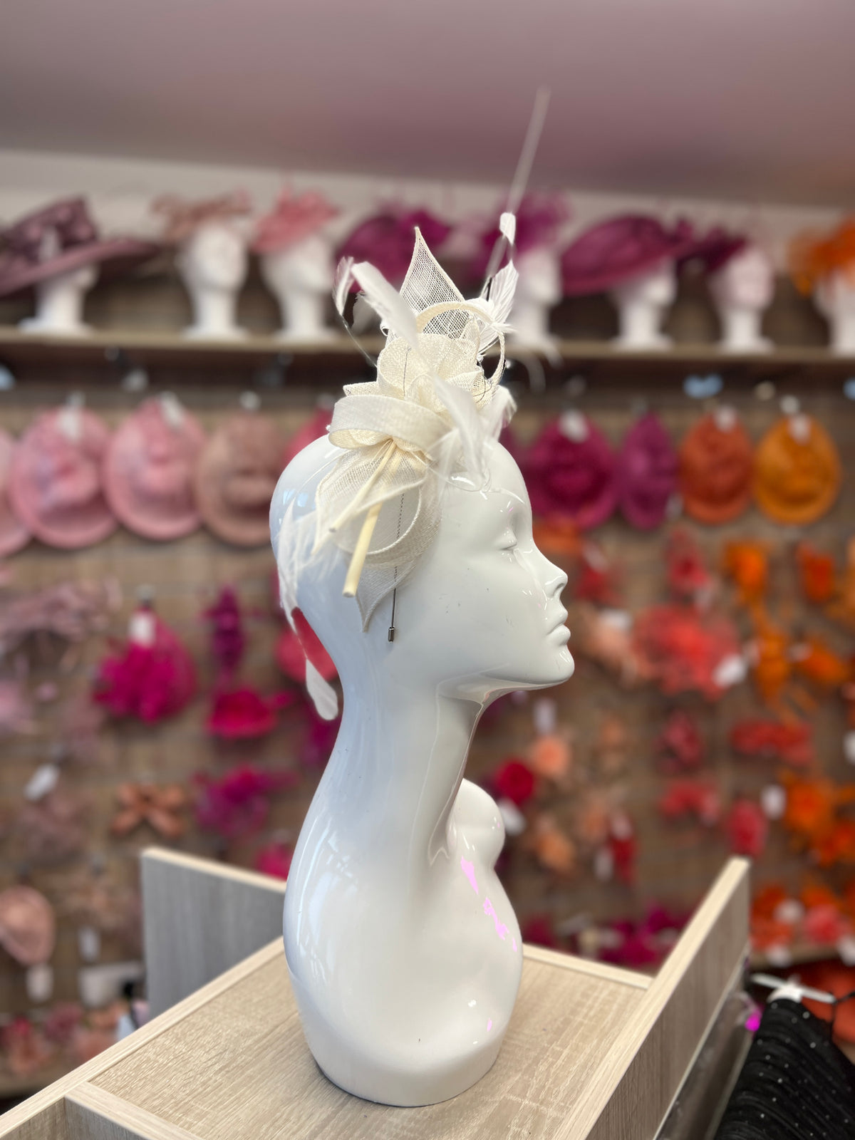 Large White Fascinator with Quills &amp; Crystal Stamens-Fascinators Direct