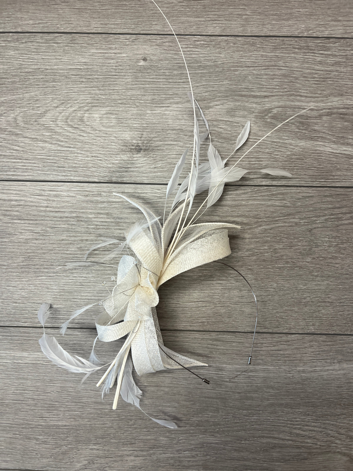 Large White Fascinator with Quills &amp; Crystal Stamens-Fascinators Direct