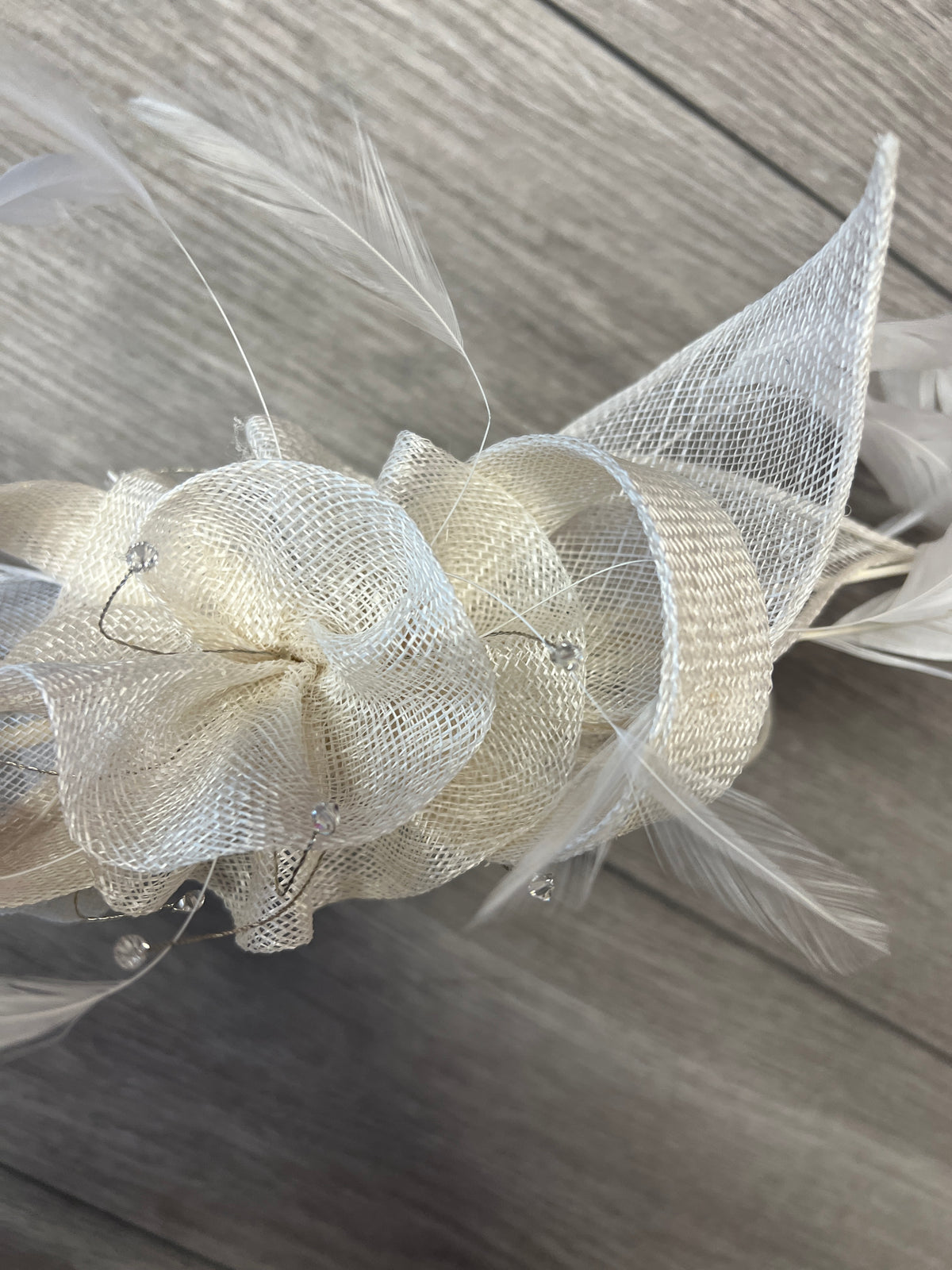 Large White Fascinator with Quills &amp; Crystal Stamens-Fascinators Direct