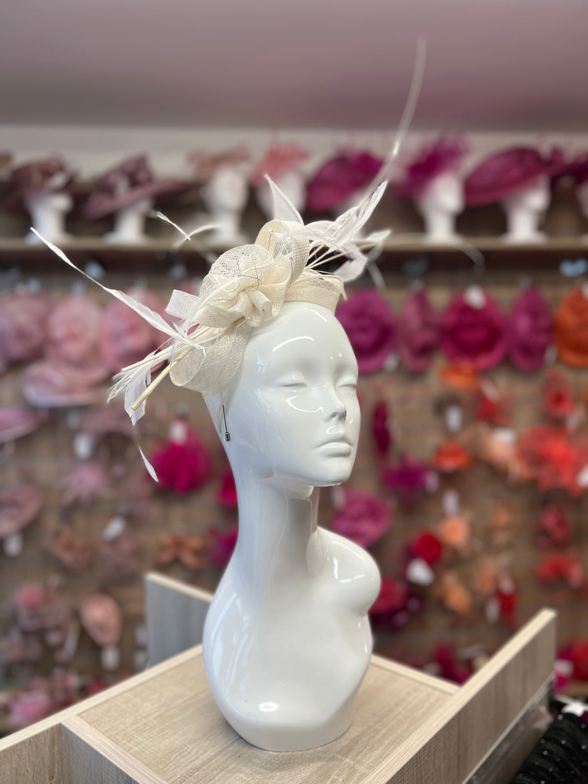 Large White Fascinator with Quills &amp; Crystal Stamens-Fascinators Direct