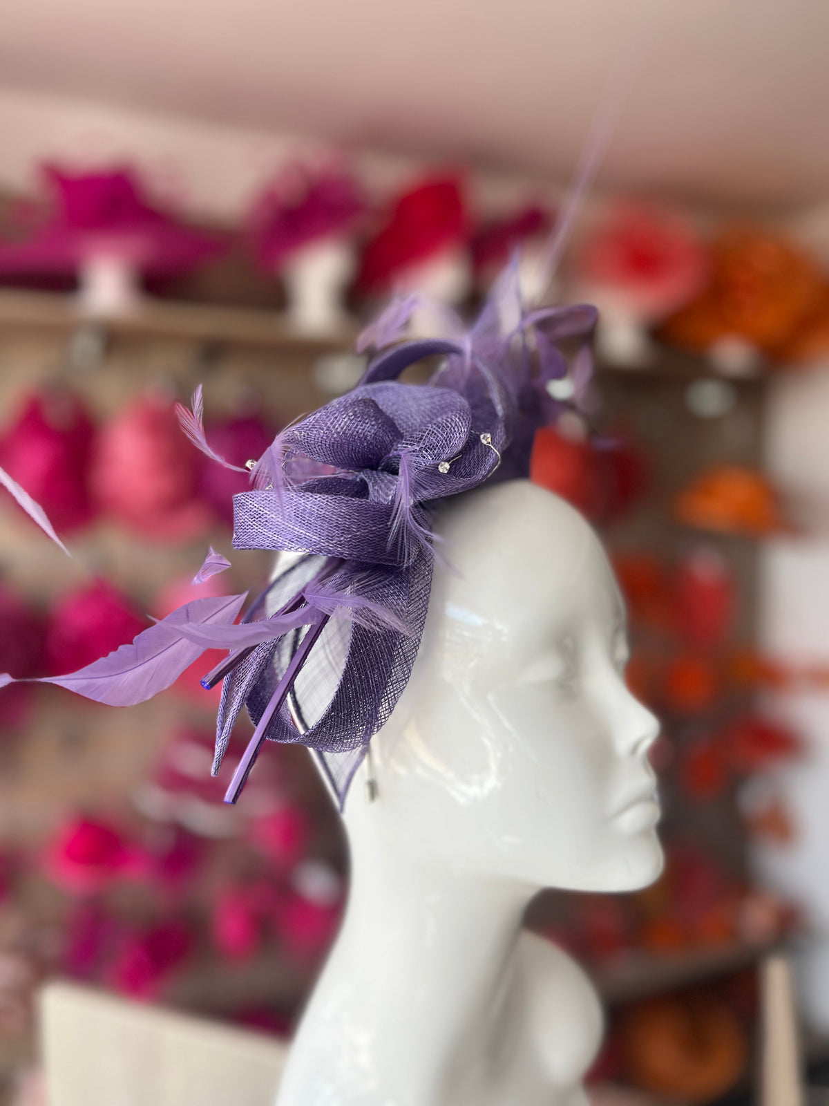 Large Wisteria Fascinator with Quills &amp; Crystal Stamens-Fascinators Direct