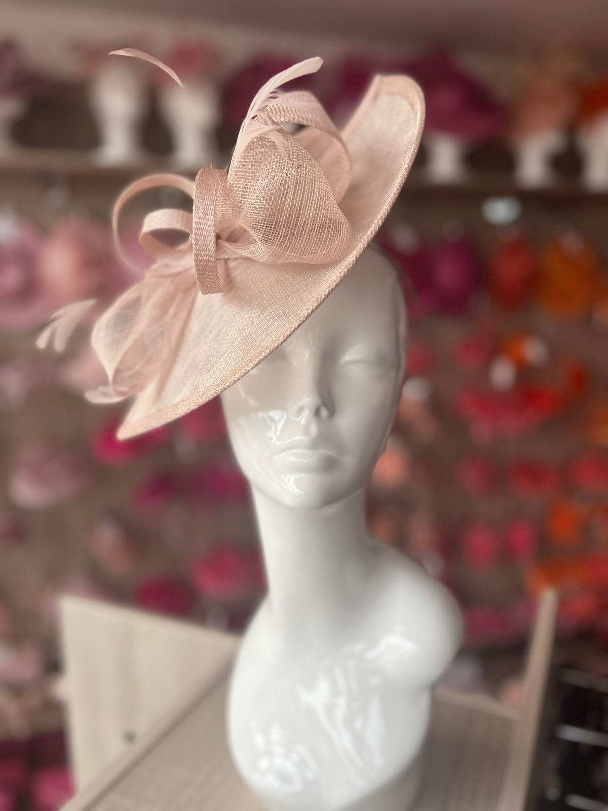 Latte Disc Fascinator with Decorative Bow-Fascinators Direct