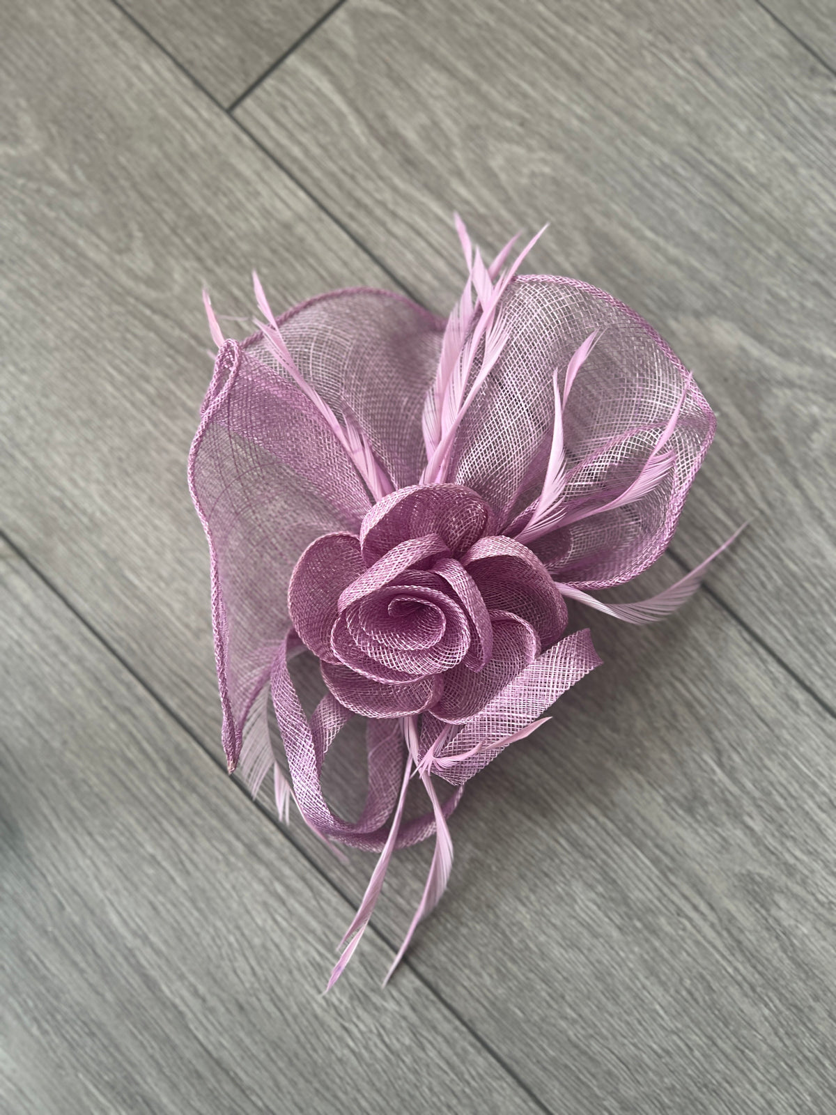 Lavender Teardrop Fascinator With Rose &amp; Feathers-Fascinators Direct