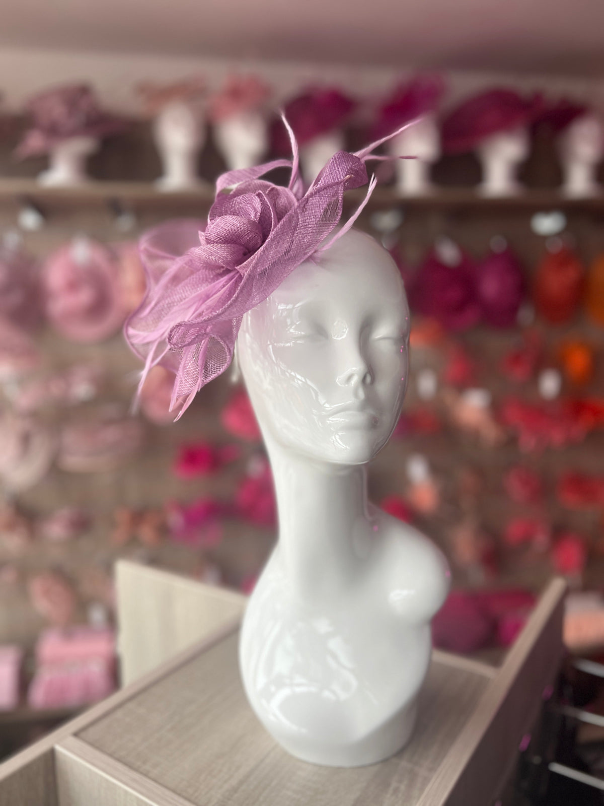 Lavender Teardrop Fascinator With Rose &amp; Feathers-Fascinators Direct