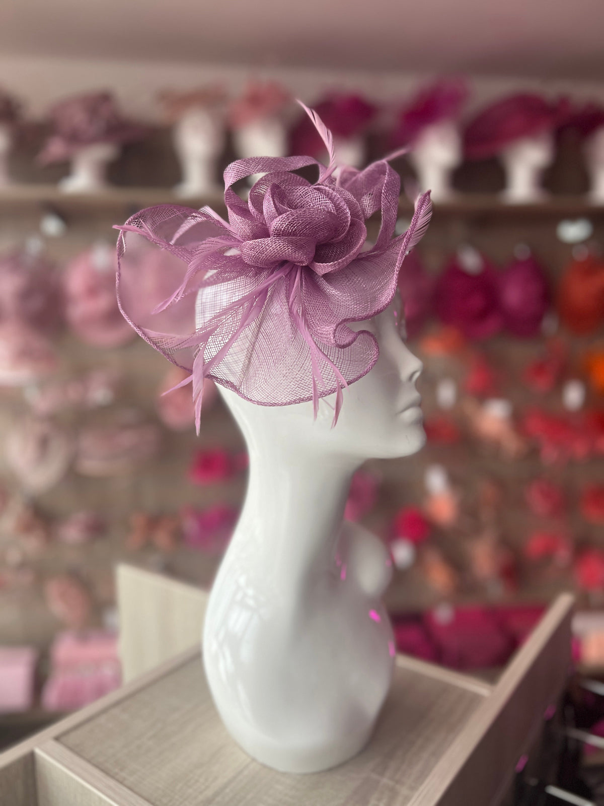 Lavender Teardrop Fascinator With Rose &amp; Feathers-Fascinators Direct