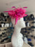 Layered Sinamay Fuchsia Fascinator with Feathers & French Netting-Fascinators Direct