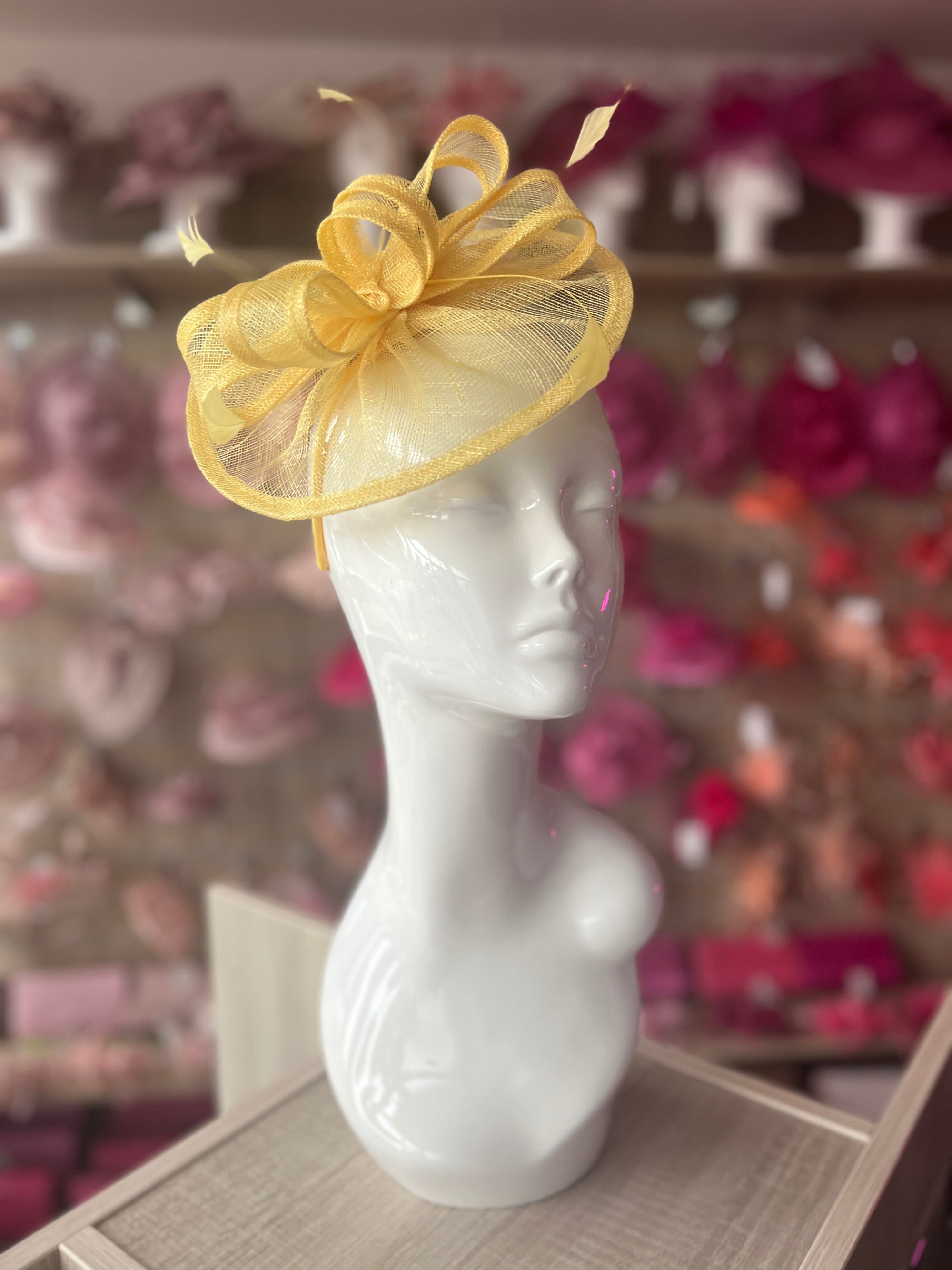 Lemon Curved Disc Fascinator-Fascinators Direct