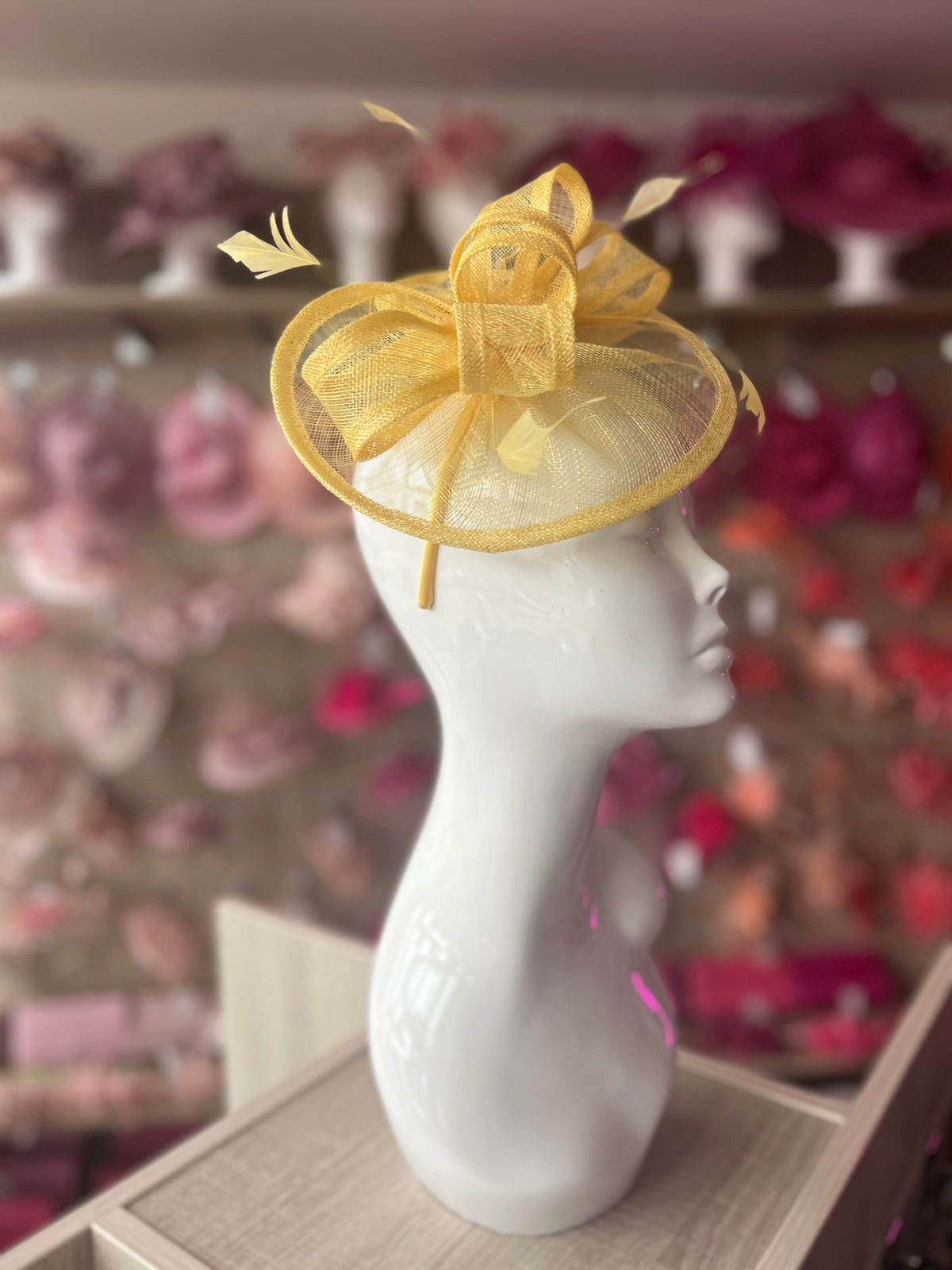 Lemon Curved Disc Fascinator-Fascinators Direct