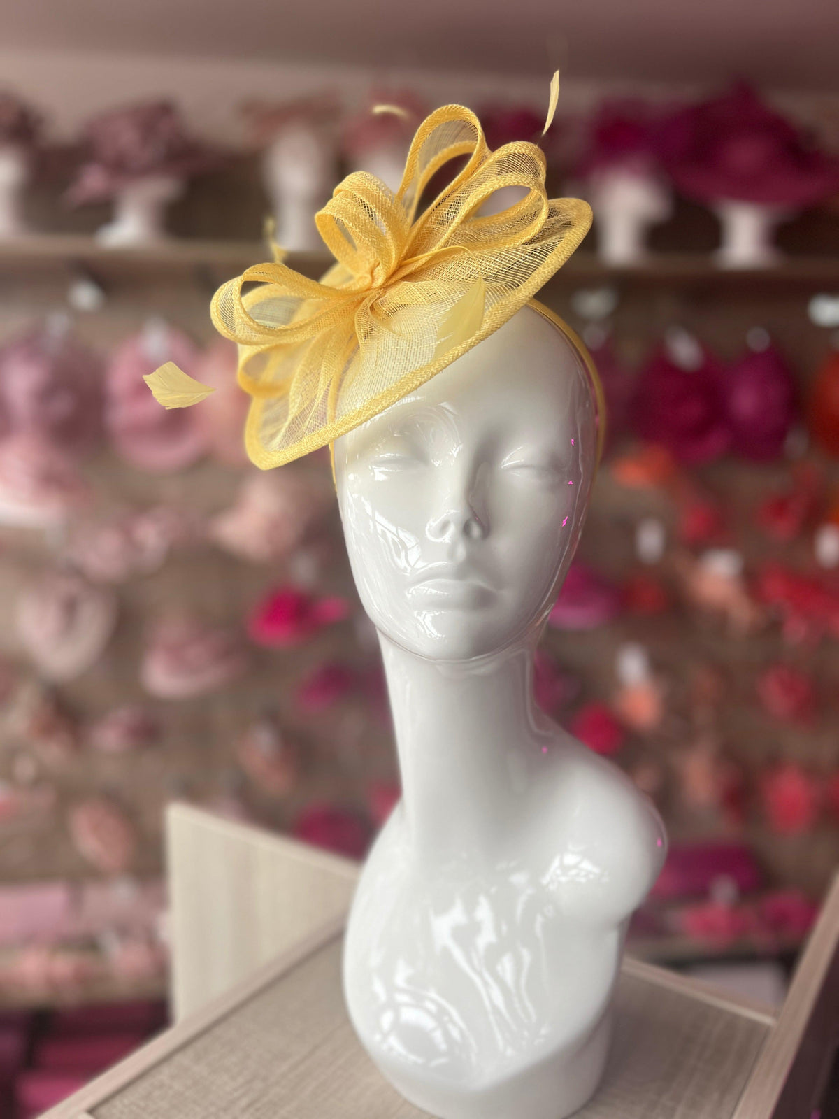 Lemon Curved Disc Fascinator-Fascinators Direct