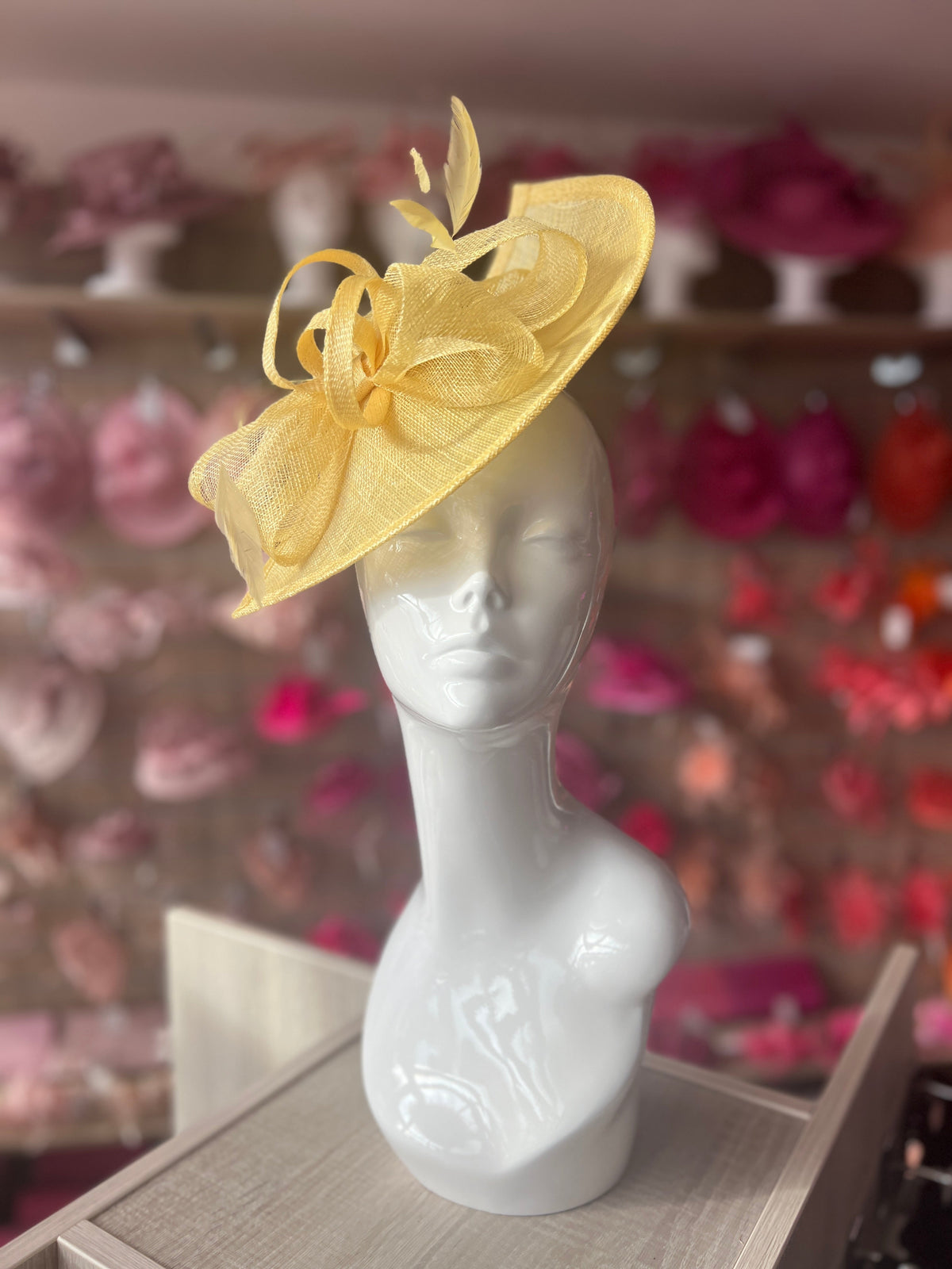 Lemon Disc Fascinator with Decorative Bow-Fascinators Direct