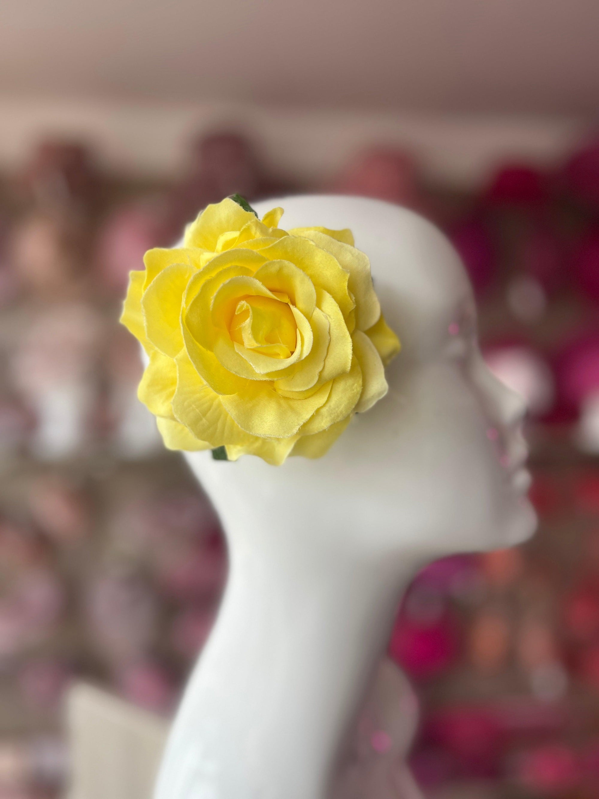 Lemon Rose Hair Clip-Fascinators Direct