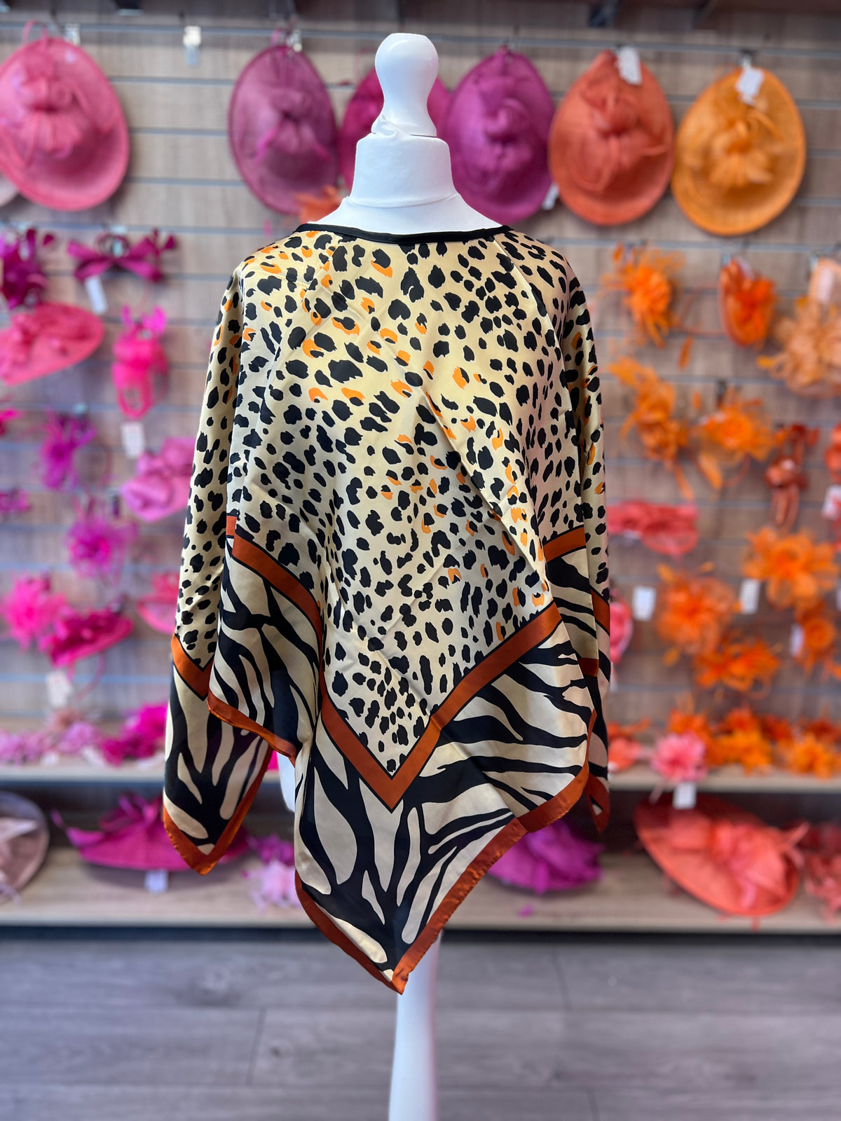 Leopard Print Silky Summer Poncho-Fascinators Direct