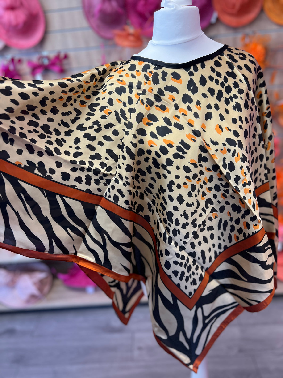 Leopard Print Silky Summer Poncho-Fascinators Direct