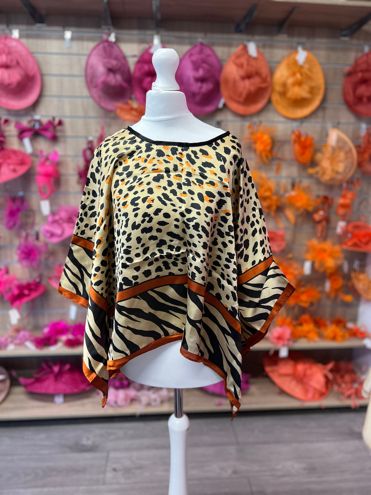 Leopard Print Silky Summer Poncho-Fascinators Direct