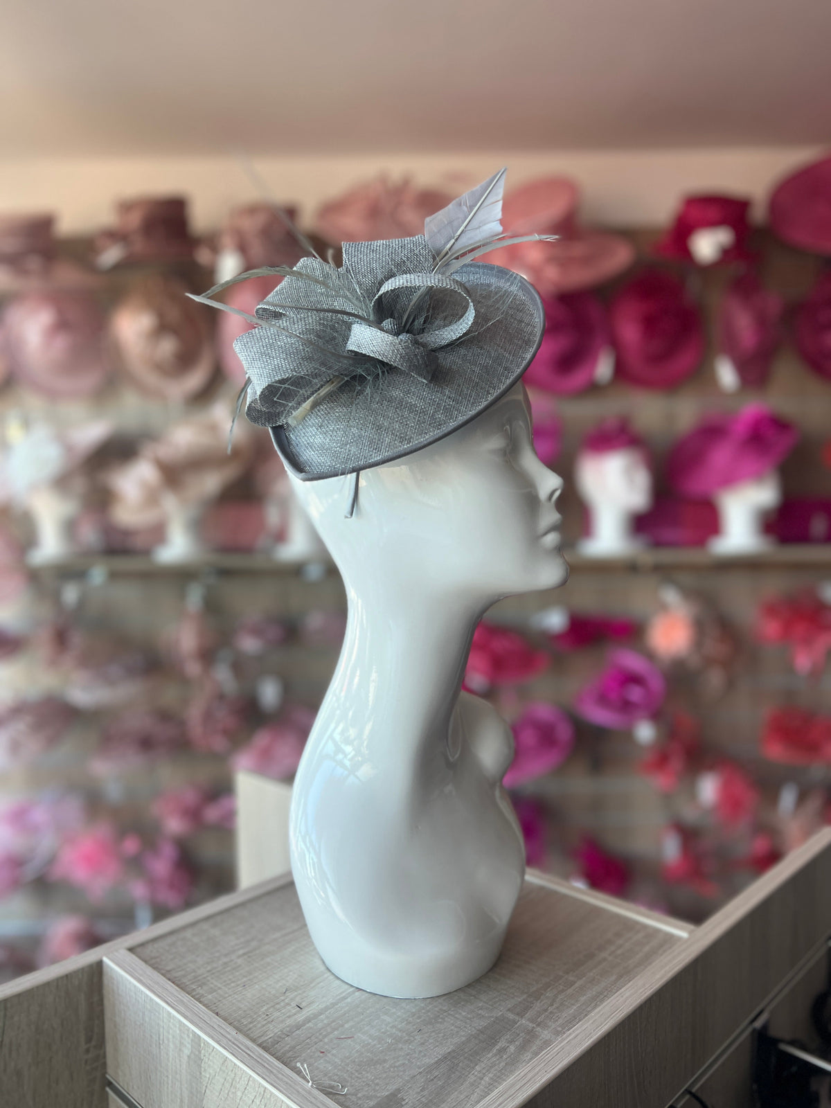 Light Grey Saucer Style Fascinator Hat-Fascinators Direct