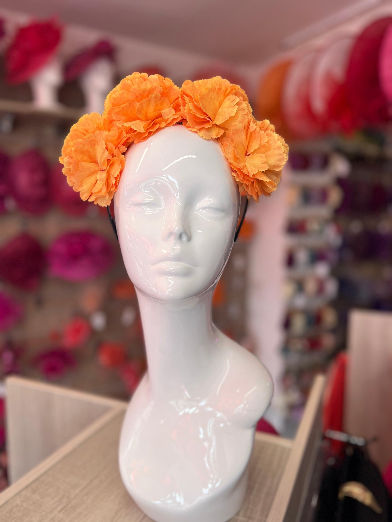 Light Orange Carnation Flower Crown Headband-Fascinators Direct