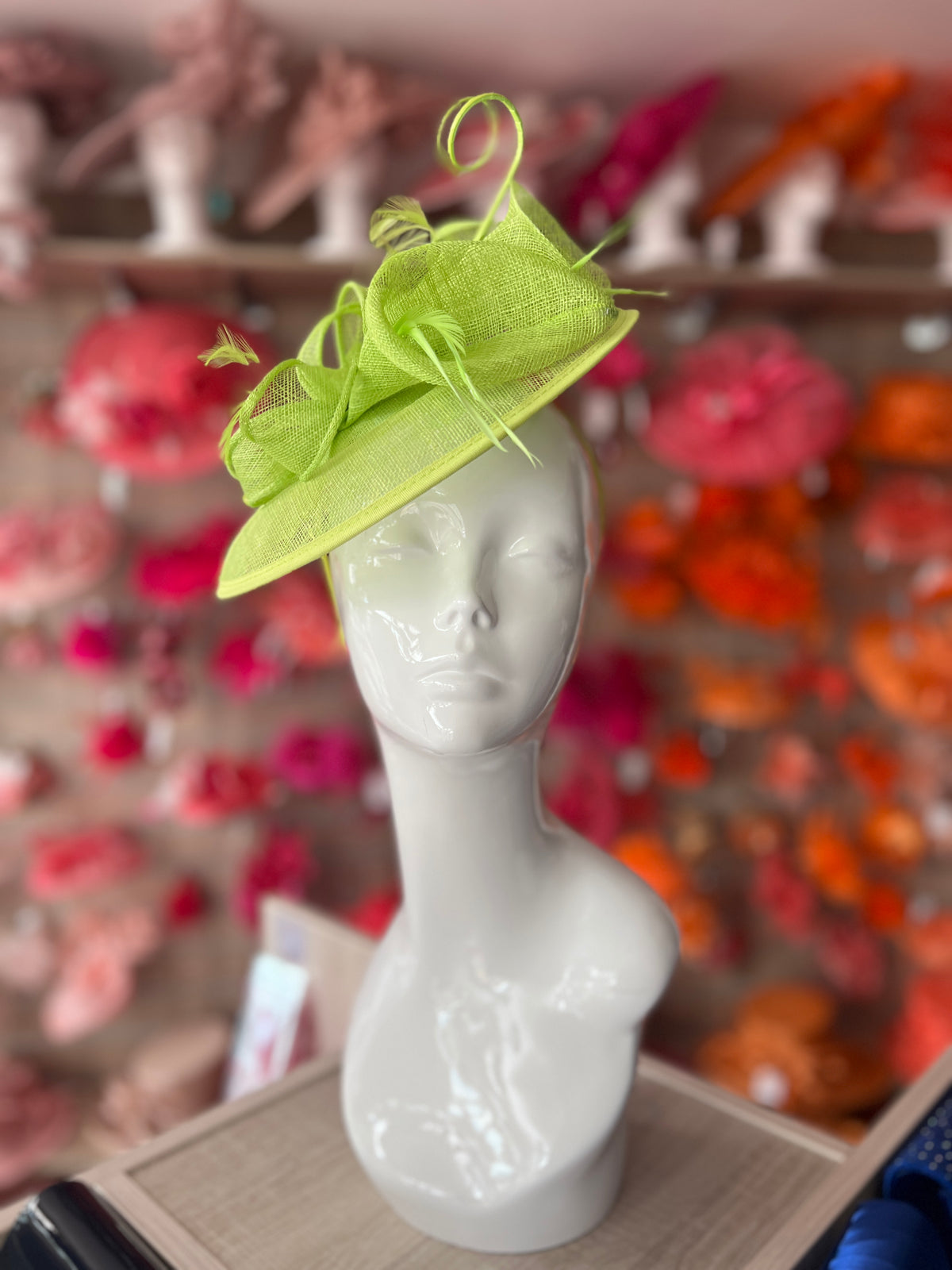 Liime Sinamay Petunia Flower Fascinator With A Saucer Base-Fascinators Direct