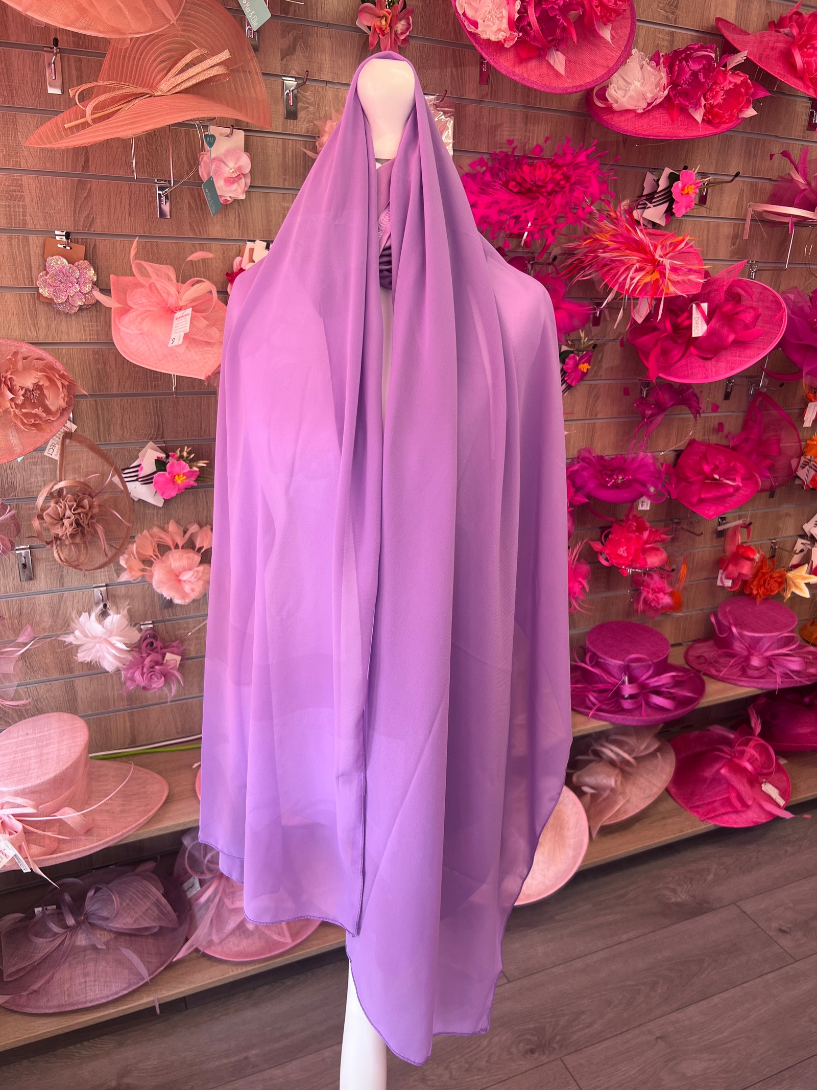Lilac Chiffon Head Wrap Scarf-Fascinators Direct