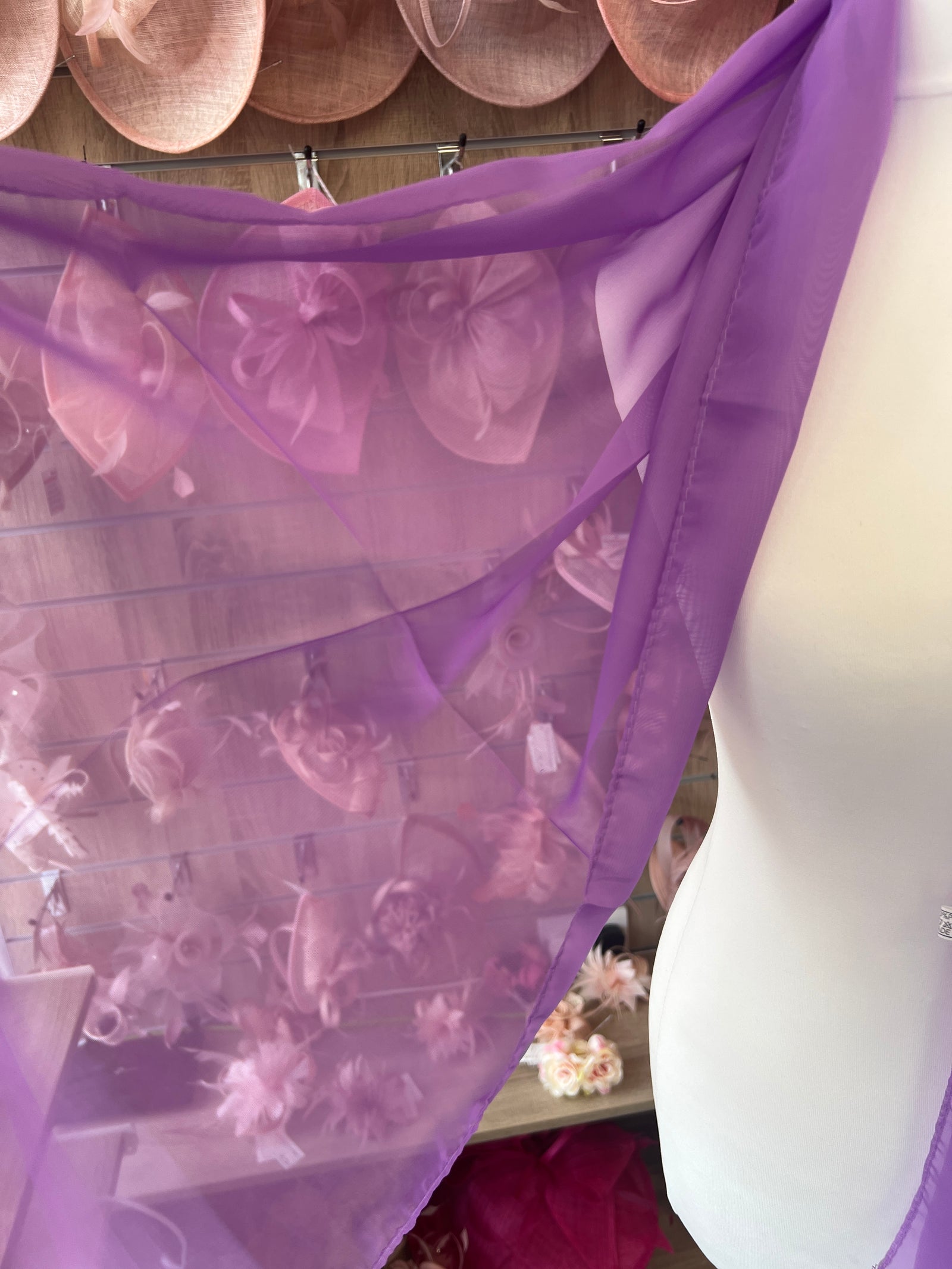 Lilac Chiffon Scarf-Fascinators Direct