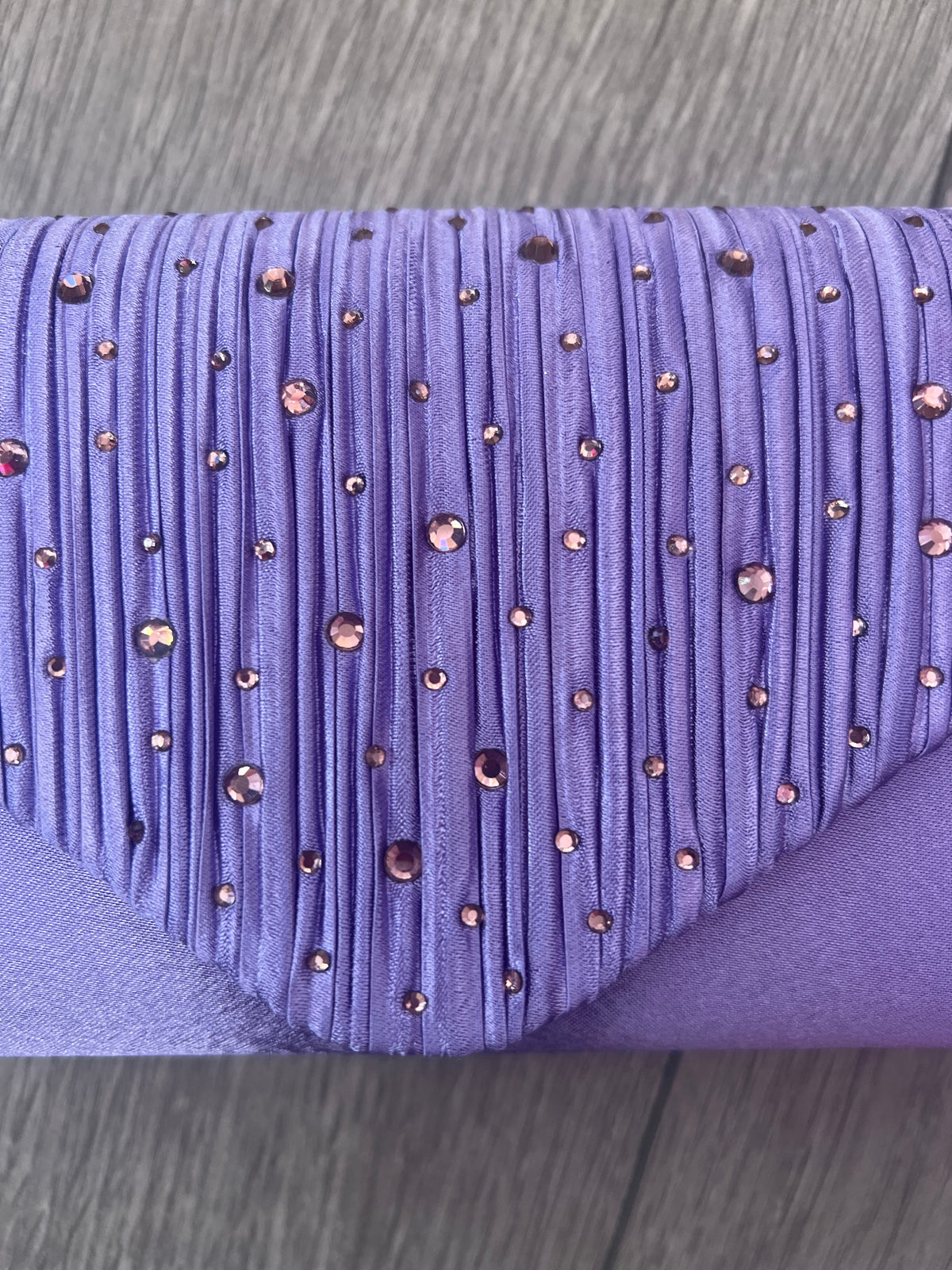Lilac Envelope Clutch Bag with Crystal Rhinestones-Fascinators Direct