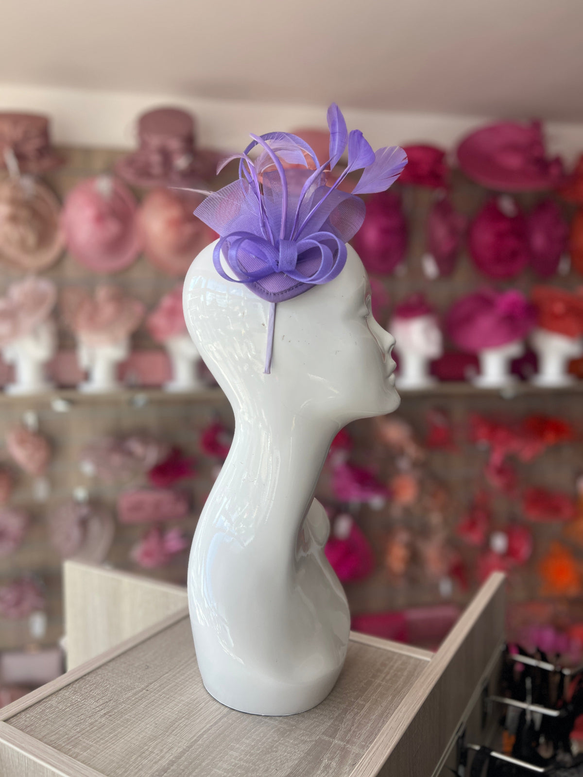 Lilac Fascinator Headband With Looped Crin &amp; Feathers-Fascinators Direct