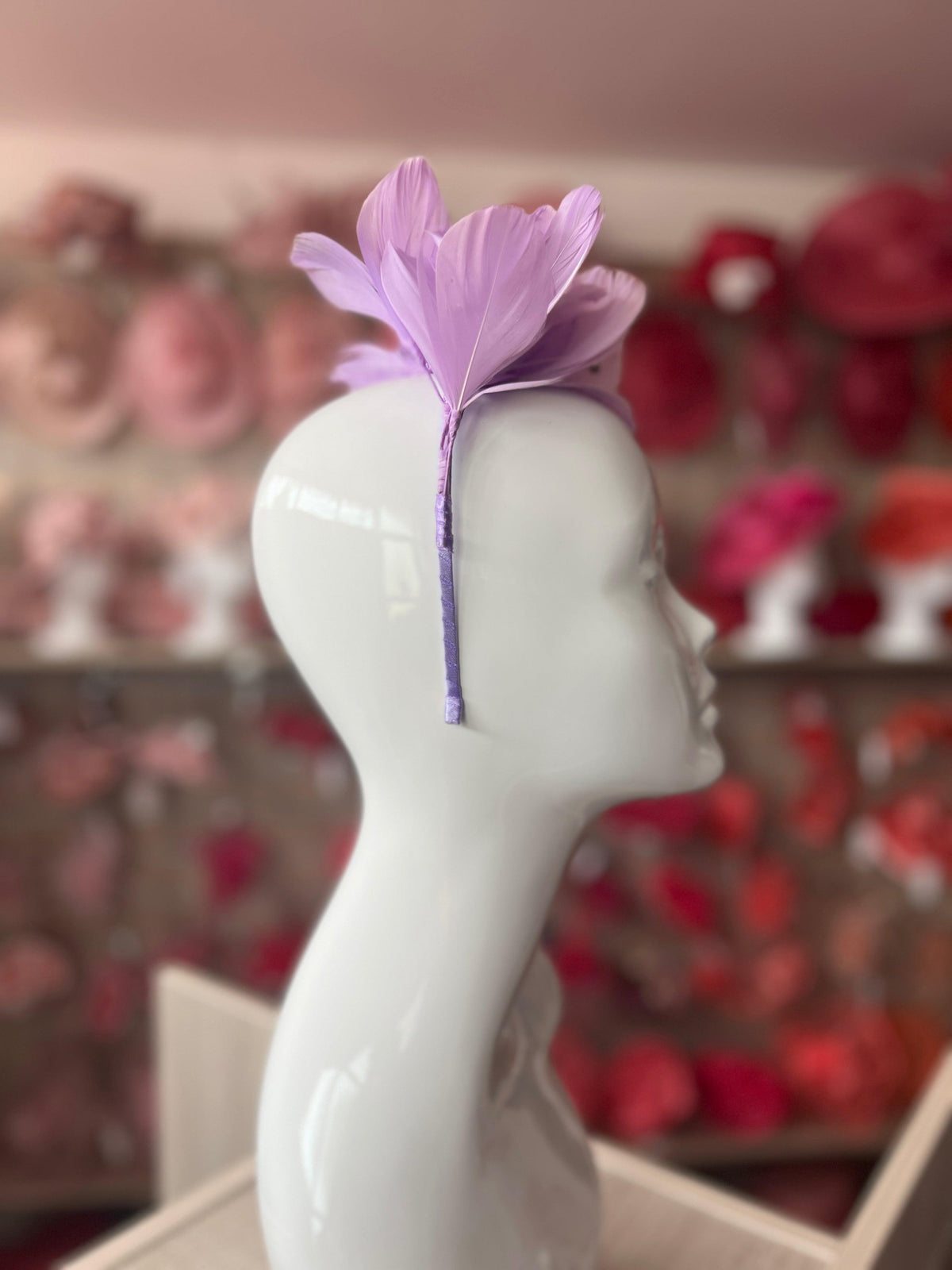 Lilac Fascinator Headband with Feather Petals &amp; Diamanté-Fascinators Direct