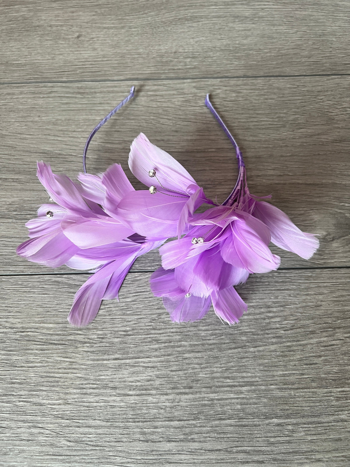 Lilac Fascinator Headband with Feather Petals &amp; Diamanté-Fascinators Direct