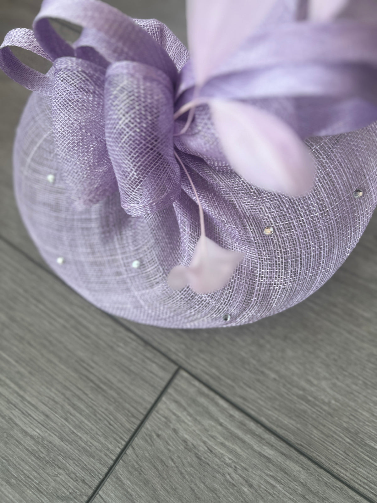 Lilac Fascinator With Diamanté Oval Base-Fascinators Direct