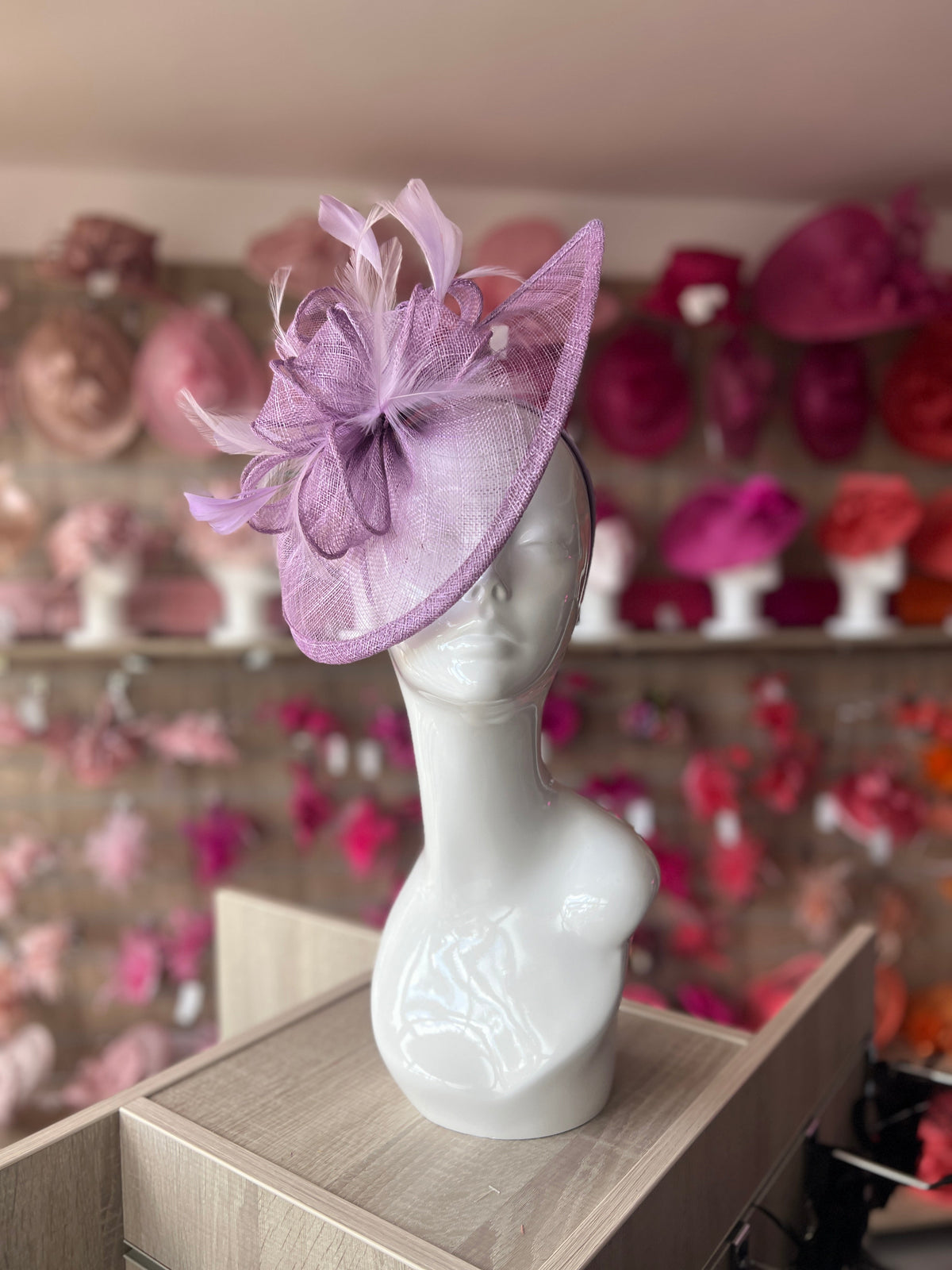 Lilac Fascinator with Ruched Sinamay &amp; Loops-Fascinators Direct