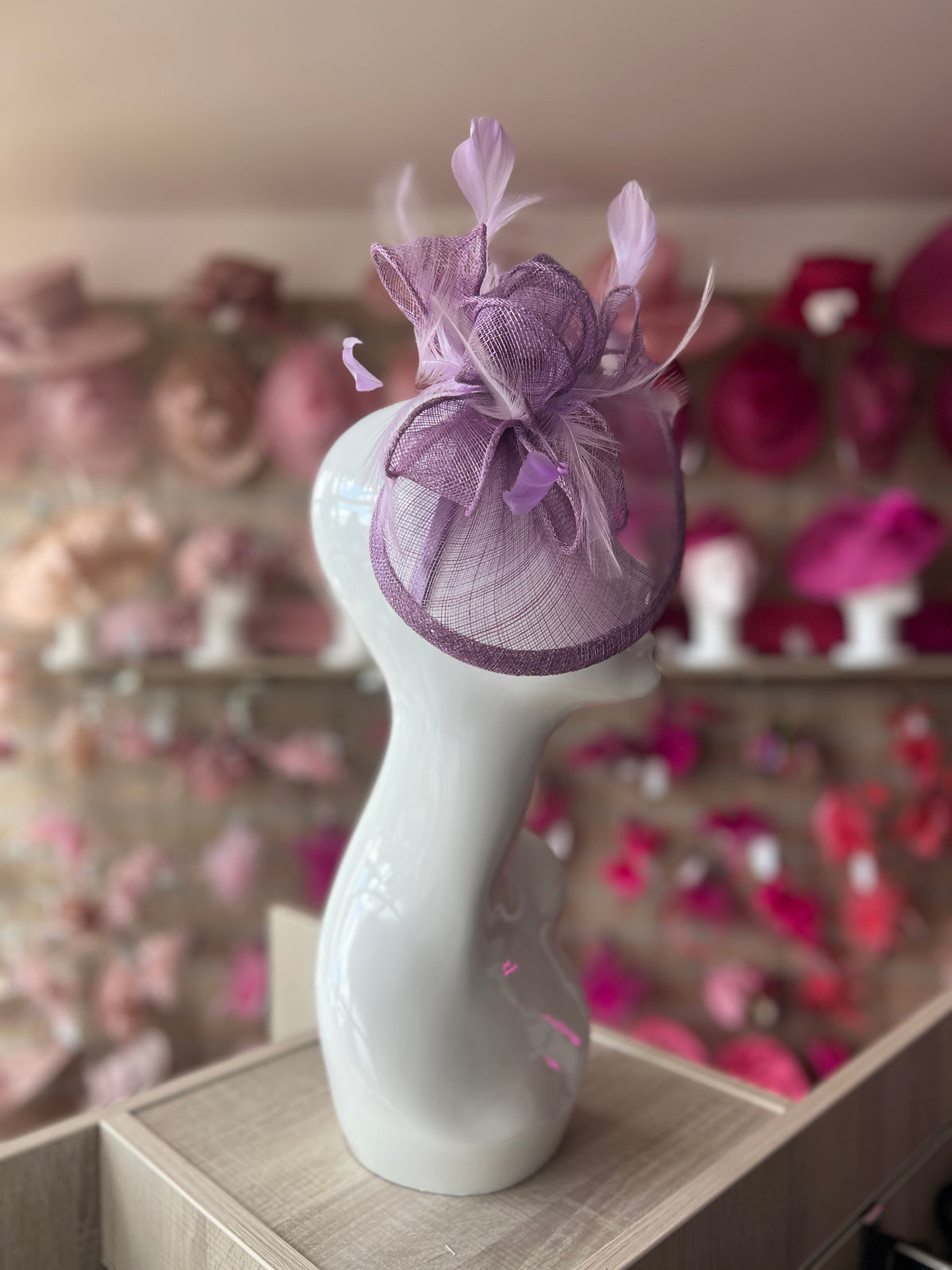 Lilac Fascinator with Ruched Sinamay &amp; Loops-Fascinators Direct