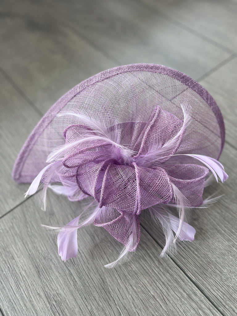 Lavender / Lilac Fascinator on Headband with Ruched Sinamay  display picture 2