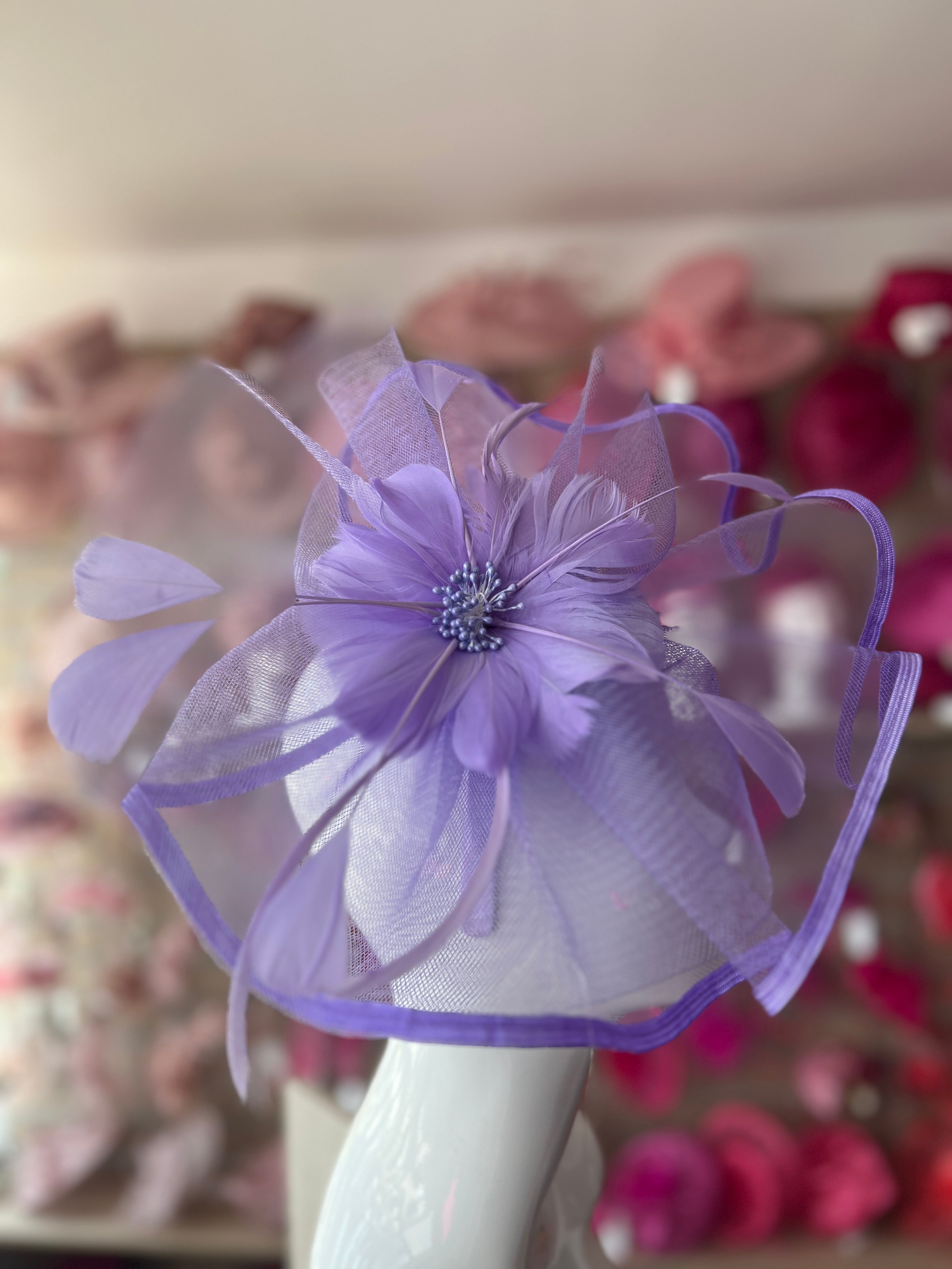 Large Fascinator with Ruched Crinoline & Flower