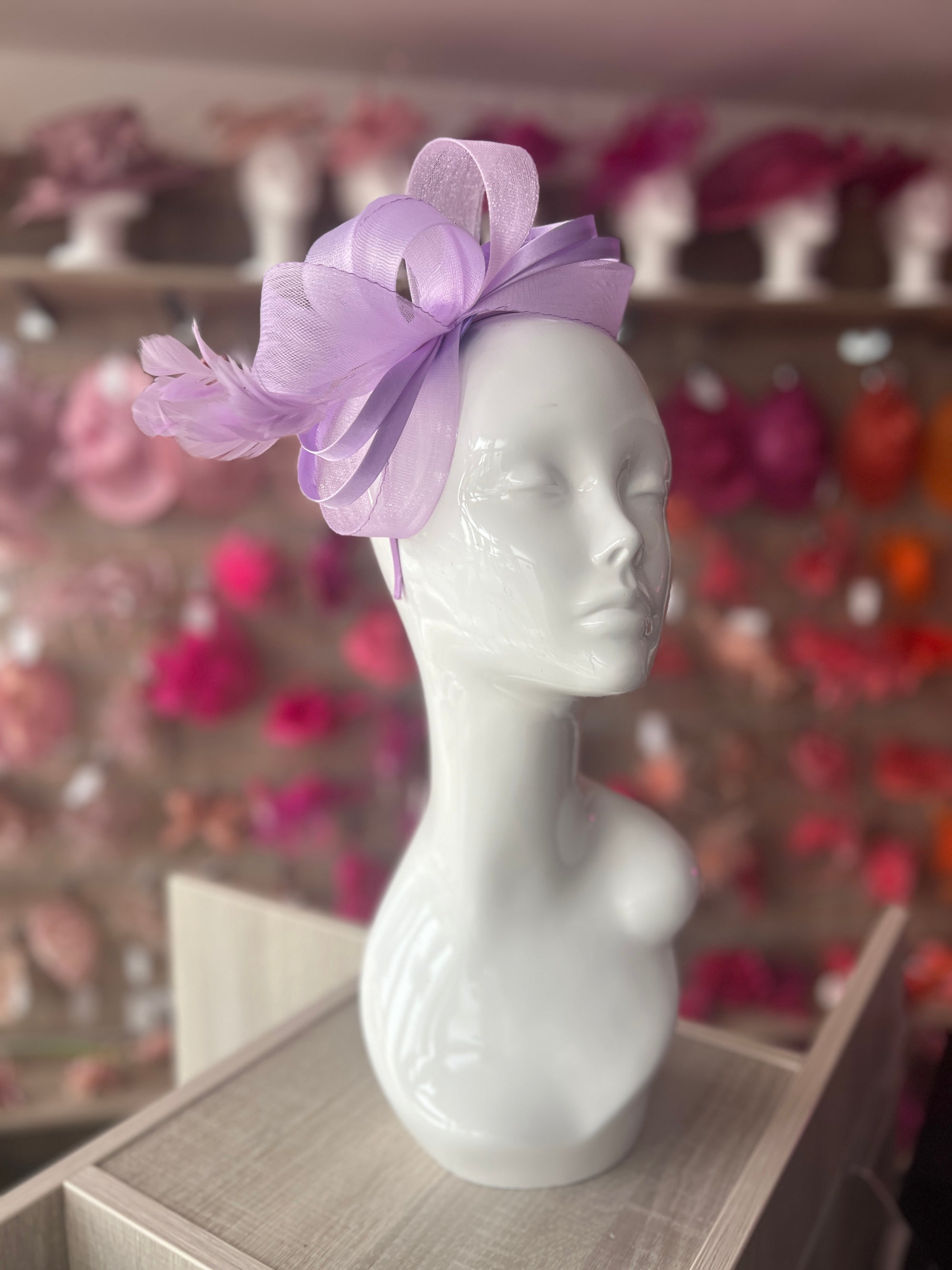 Lilac Large Loop Crinoline & Satin Headband Fascinator-Fascinators Direct