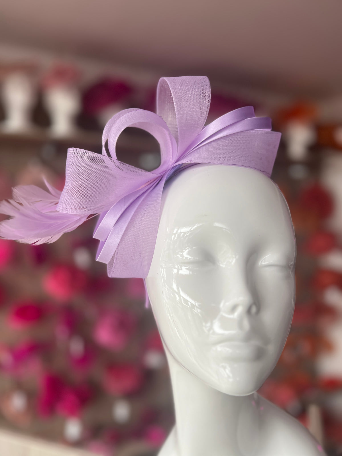 Lilac Large Loop Crinoline &amp; Satin Headband Fascinator-Fascinators Direct