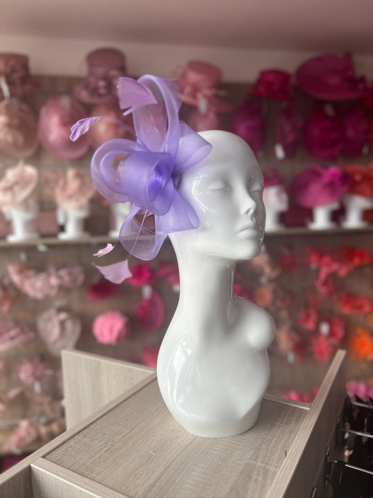 Lilac Large Loop Fascinator With Feathers-Fascinators Direct