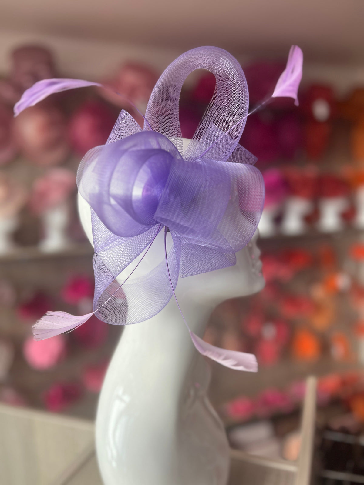 Lilac Large Loop Fascinator With Feathers-Fascinators Direct