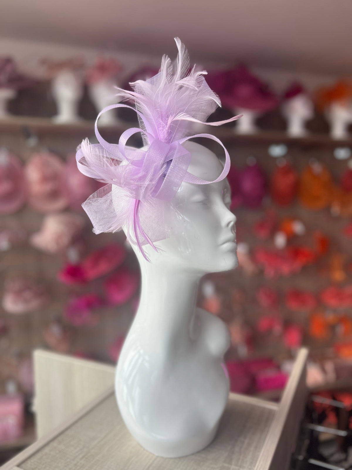Lilac Loop Bow Fascinator With Feathers-Fascinators Direct