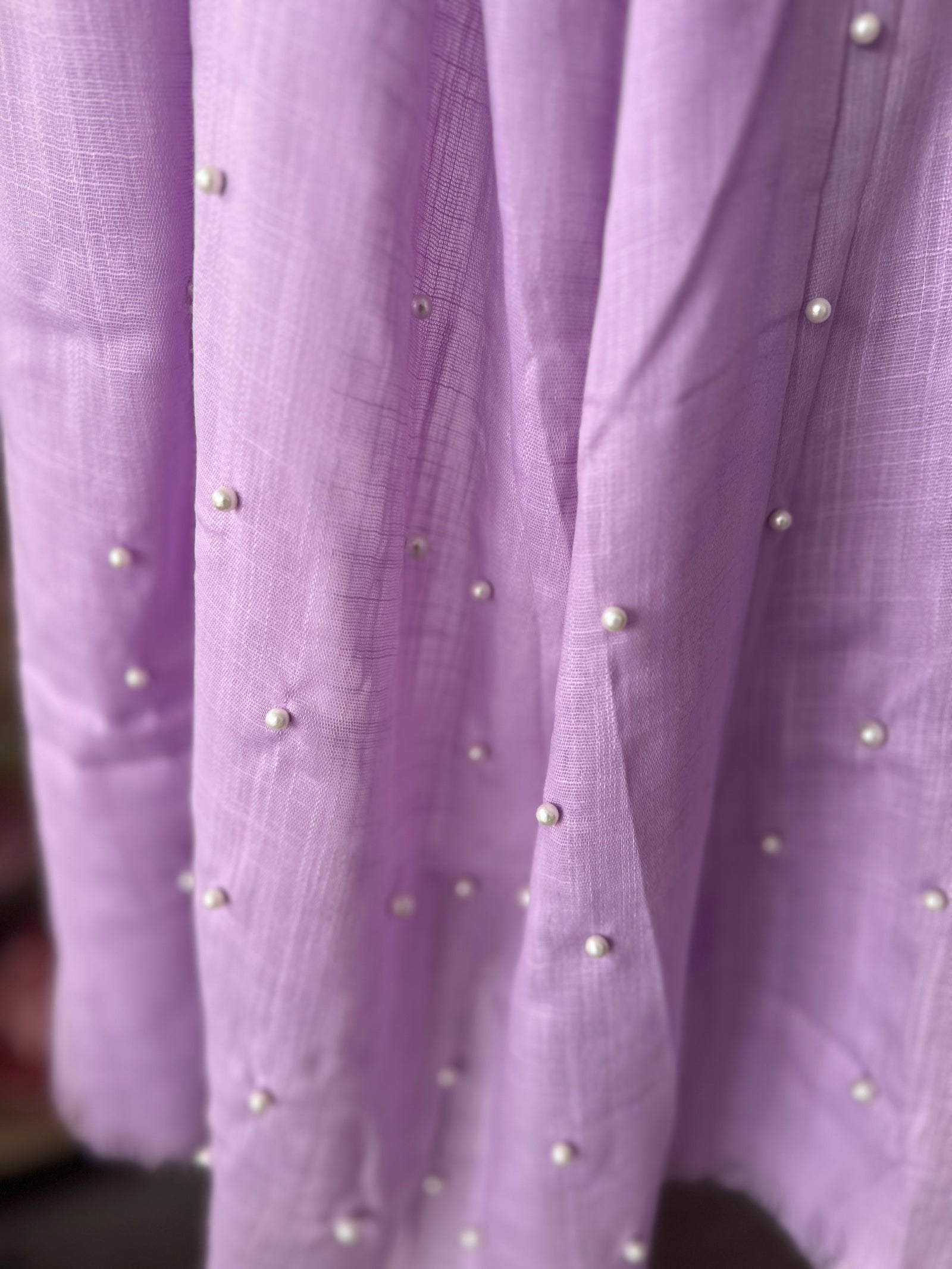 Lilac Pashmina Scarf With Pearl Detail-Fascinators Direct