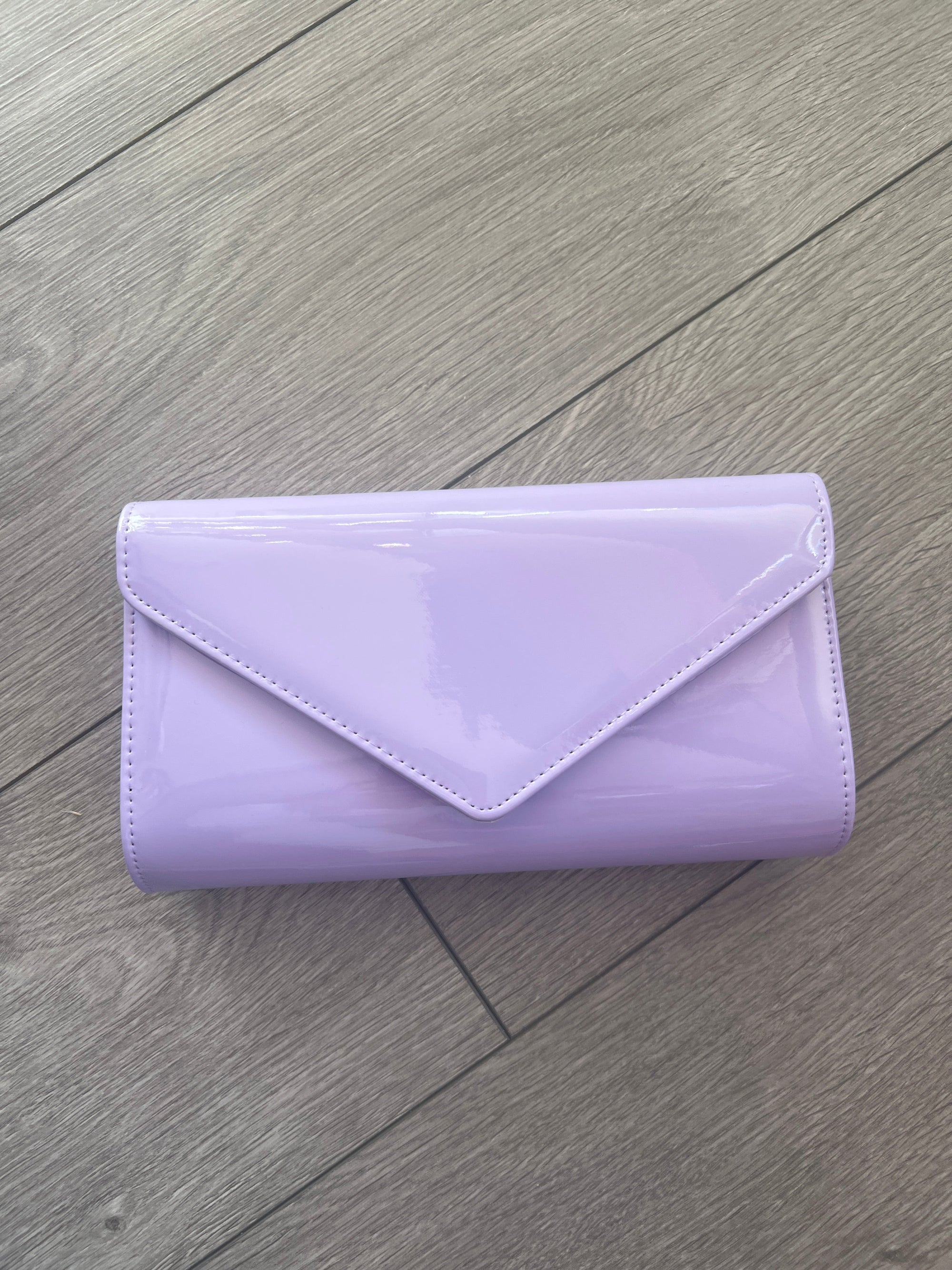 Lilac Patent Envelope Clutch Bag-Fascinators Direct