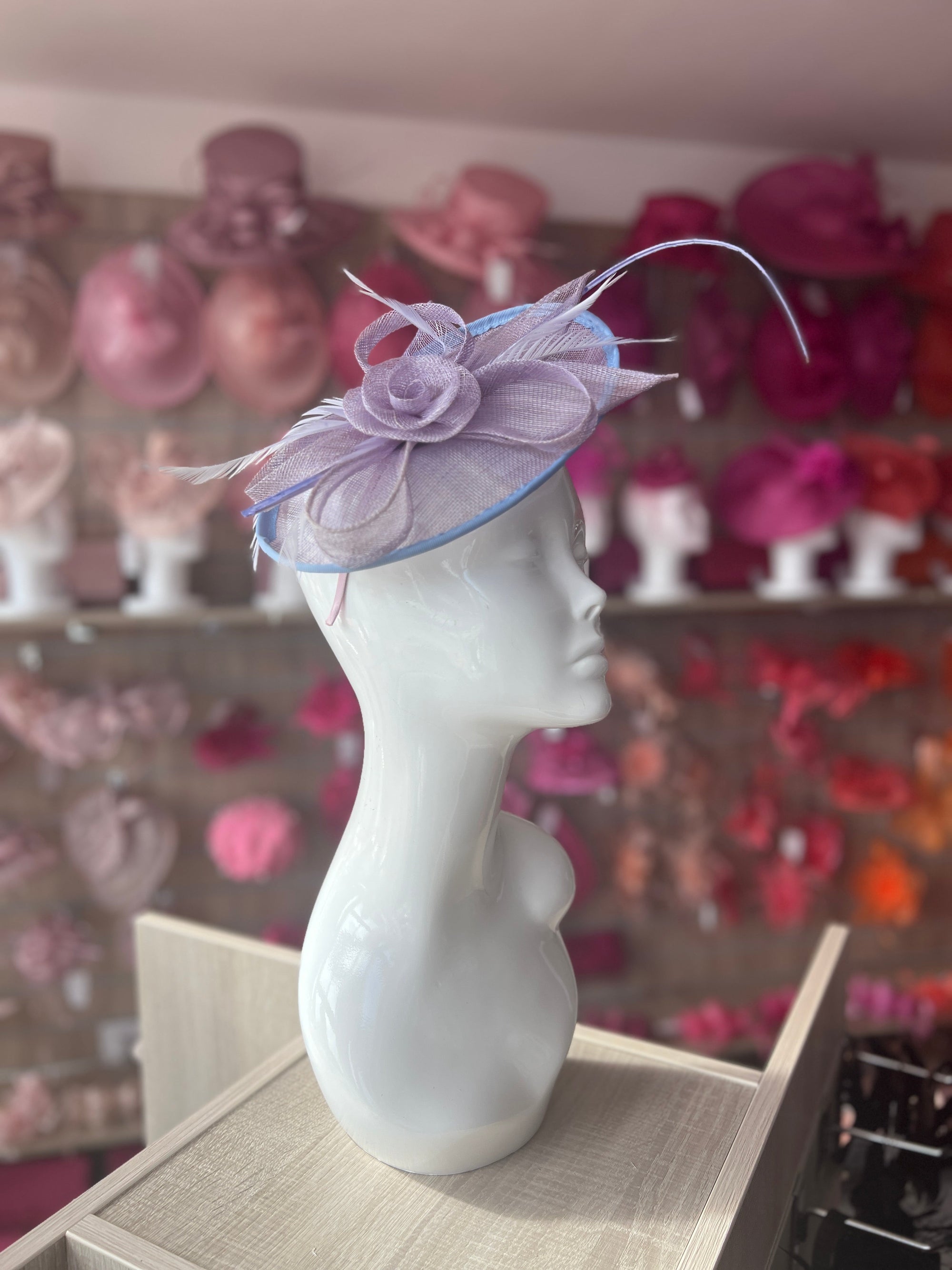 Lilac Saucer Fascinator With Flower & Quill-Fascinators Direct